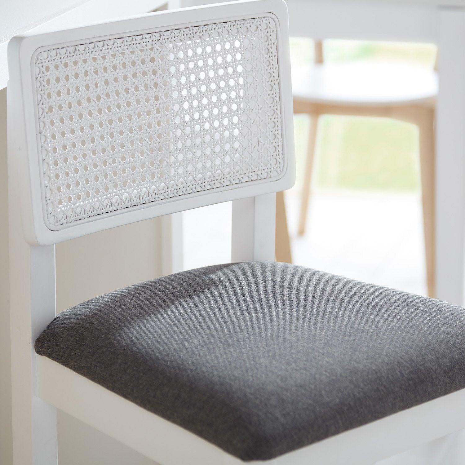 Charlie White Cane Bar Stool - White Legs - Image 5