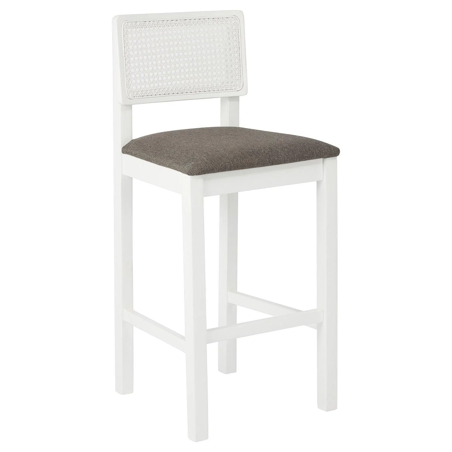 Charlie White Cane Bar Stool - White Legs - Image 7