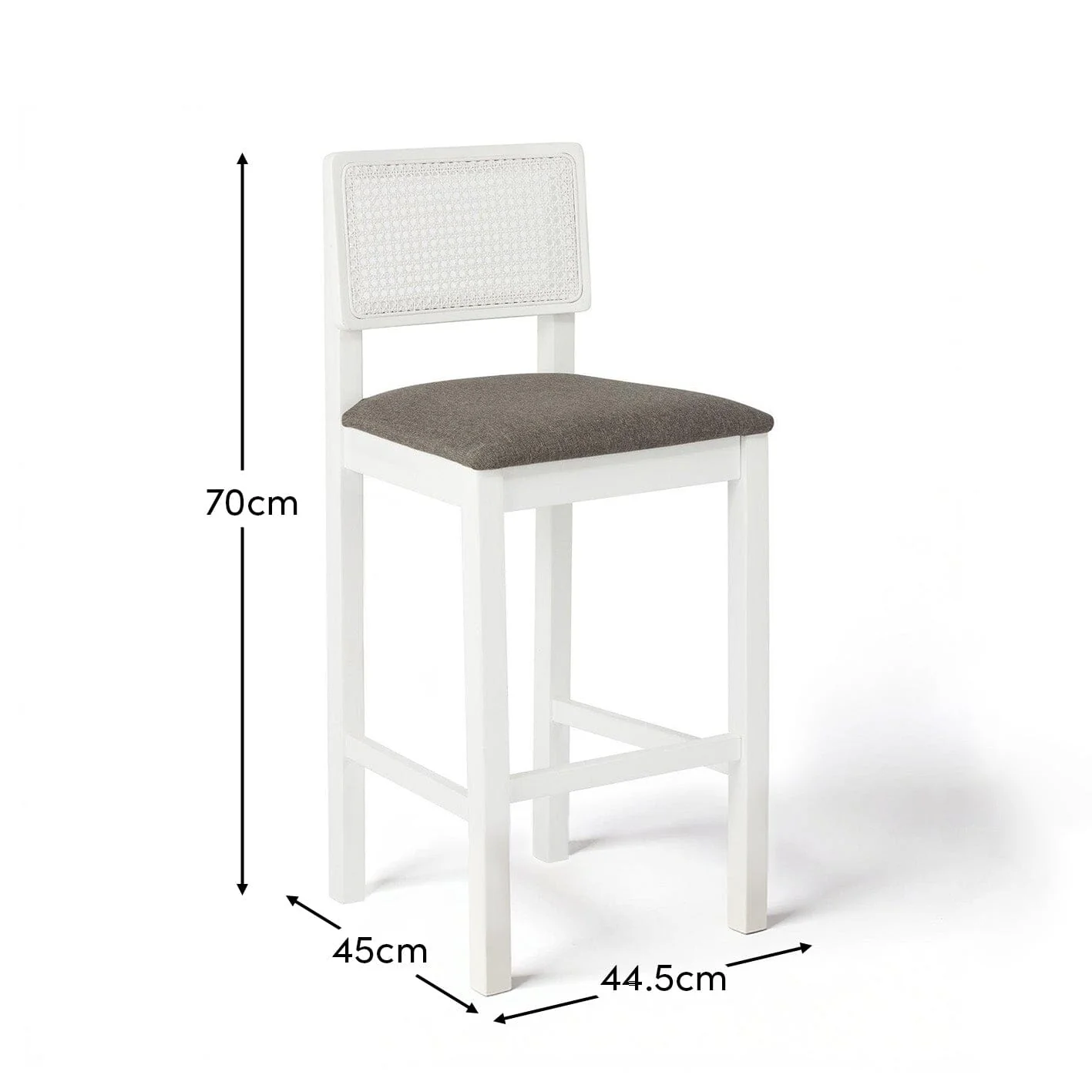 Charlie White Cane Bar Stool - White Legs - Image 8