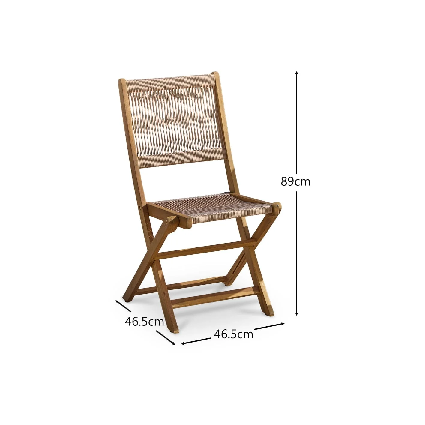 Cove Rope Folding Garden Chairs - Set of 2 - White Acacia - Image 10