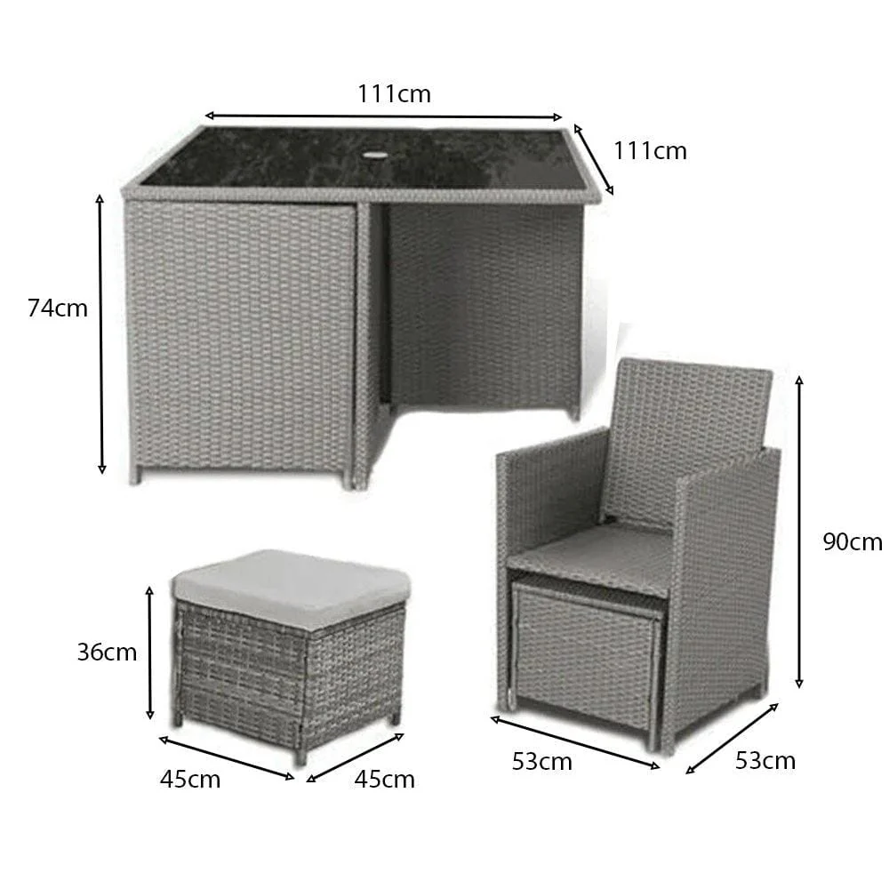 Cube 8 Seater Outdoor Dining Set - Natural Brown Weave Black Glass Top - Image 11