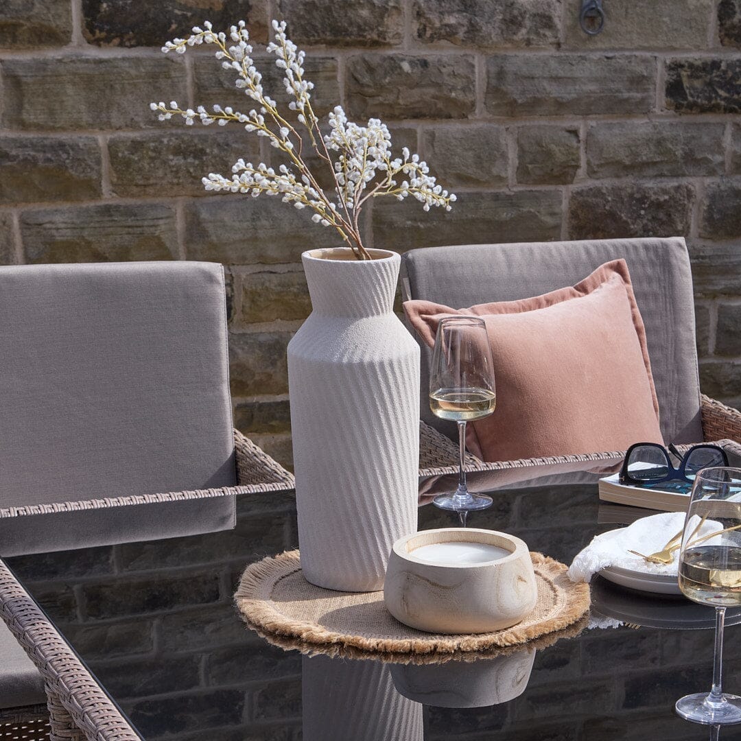 Cube 8 Seater Outdoor Dining Set - Natural Brown Weave Black Glass Top - Image 5