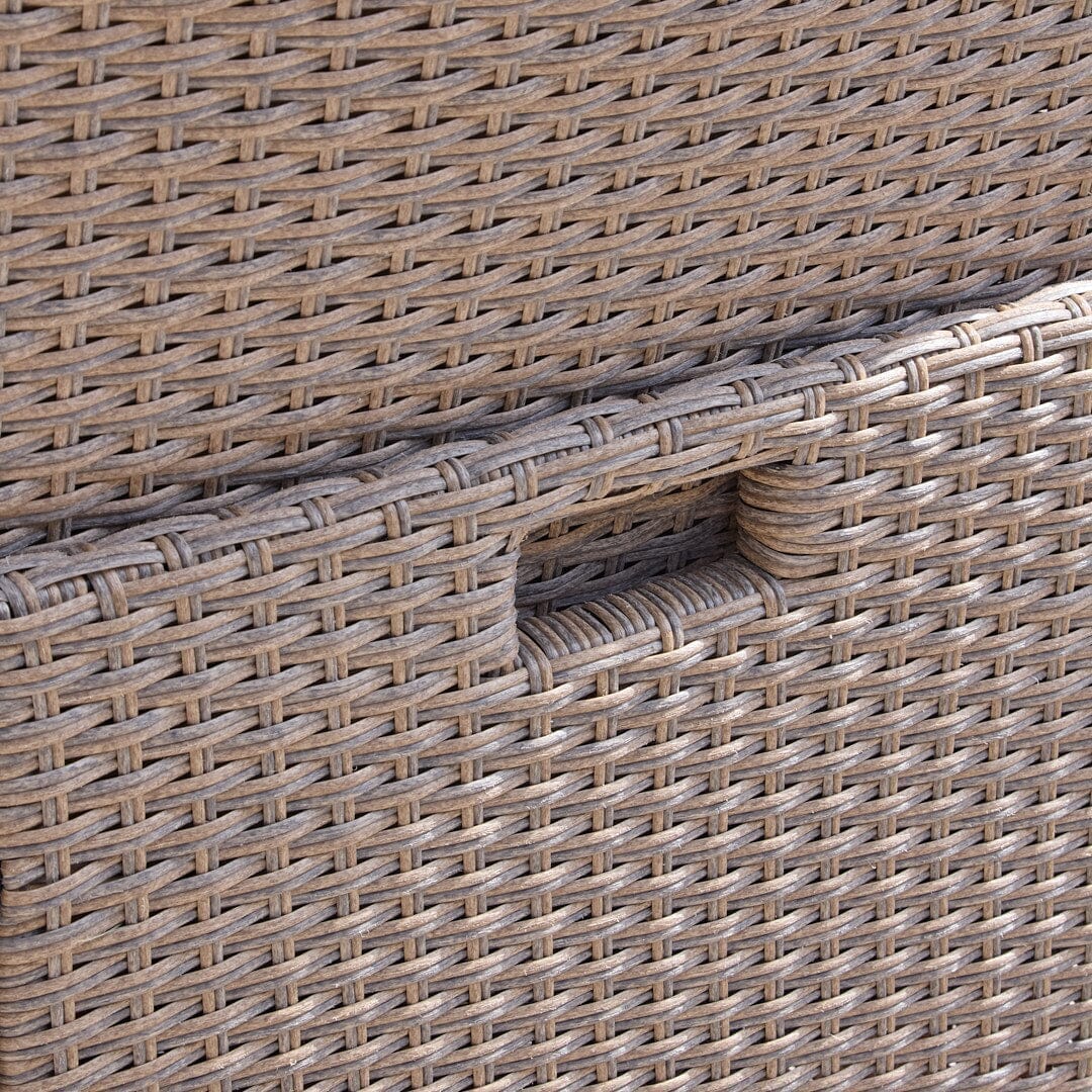 Cube 8 Seater Outdoor Dining Set - Natural Brown Weave Black Glass Top - Image 8