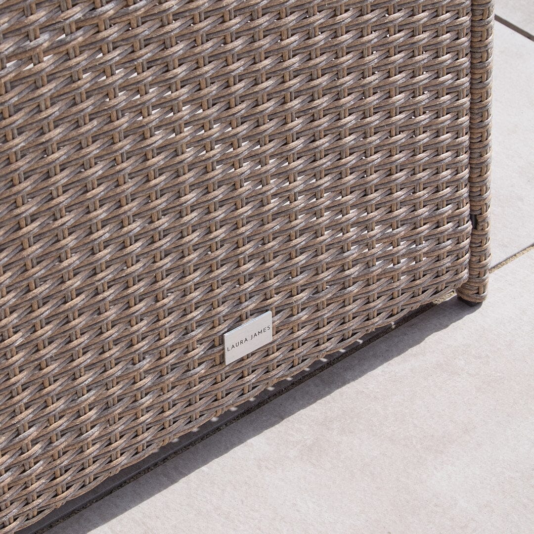 Cube 8 Seater Outdoor Dining Set - Natural Brown Weave Black Glass Top - Image 9