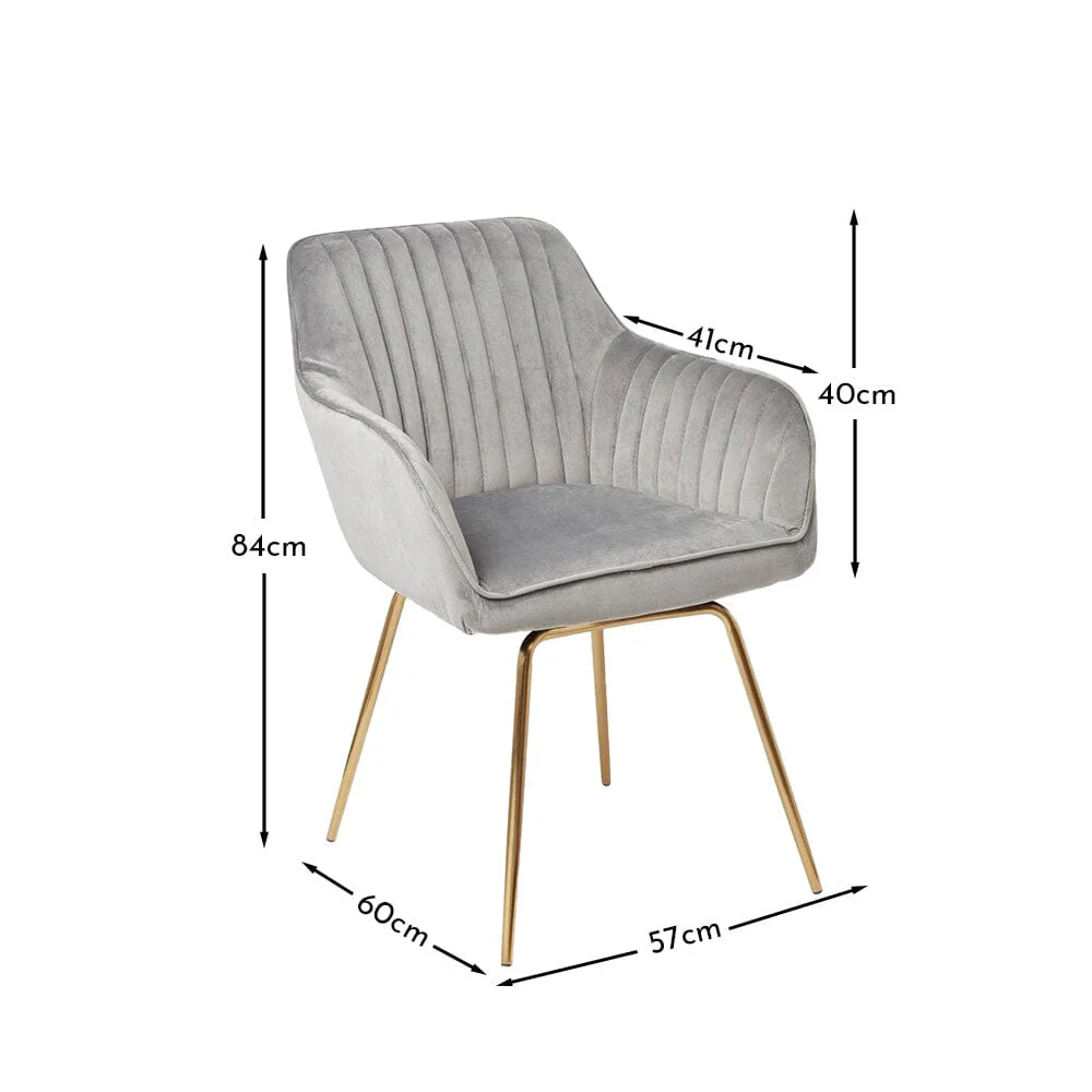 Darcy Office Swivel Chair - Grey with Gold Legs - Image 10