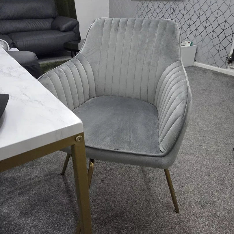 Darcy Office Swivel Chair - Grey with Gold Legs - Image 3