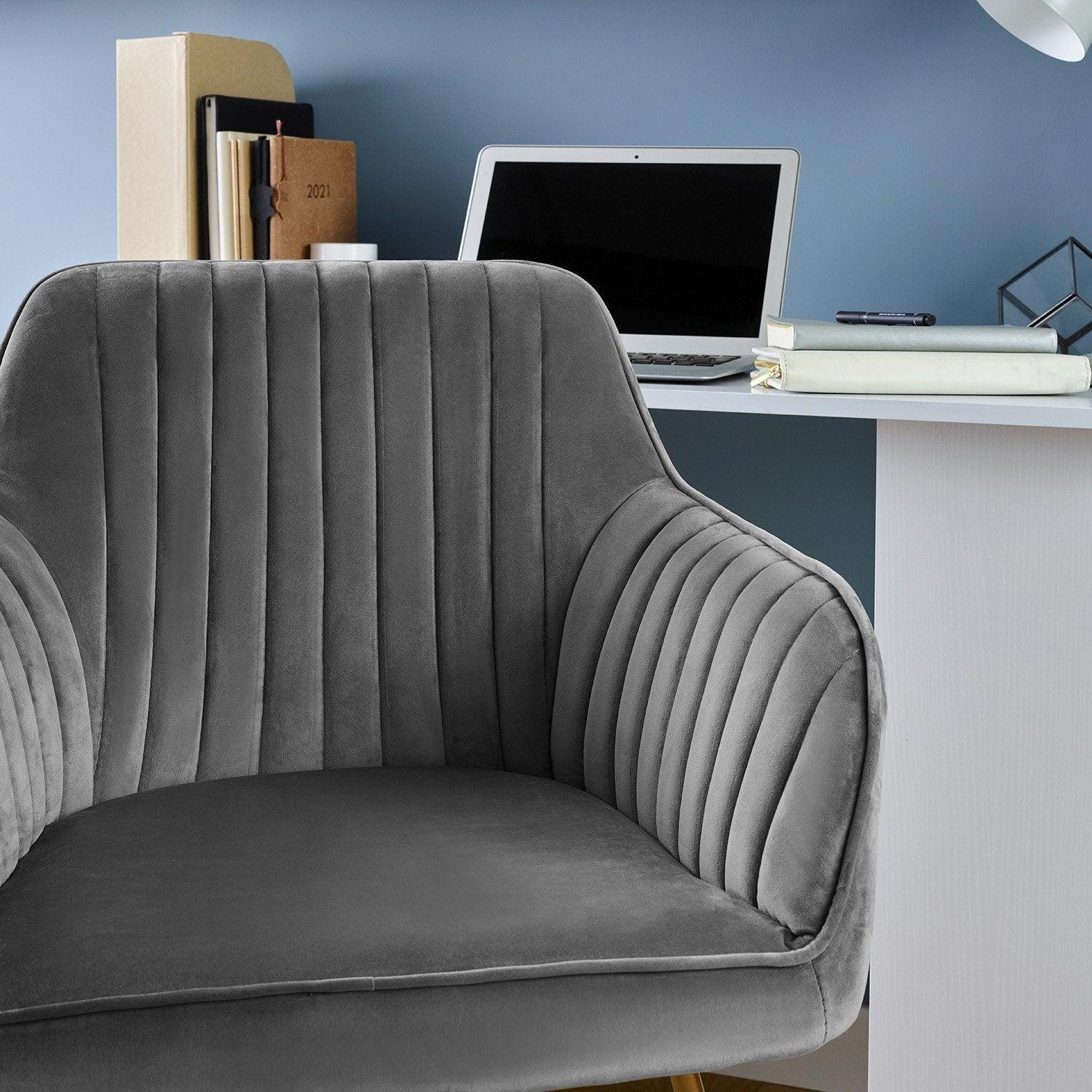 Darcy Office Swivel Chair - Grey with Gold Legs - Image 5