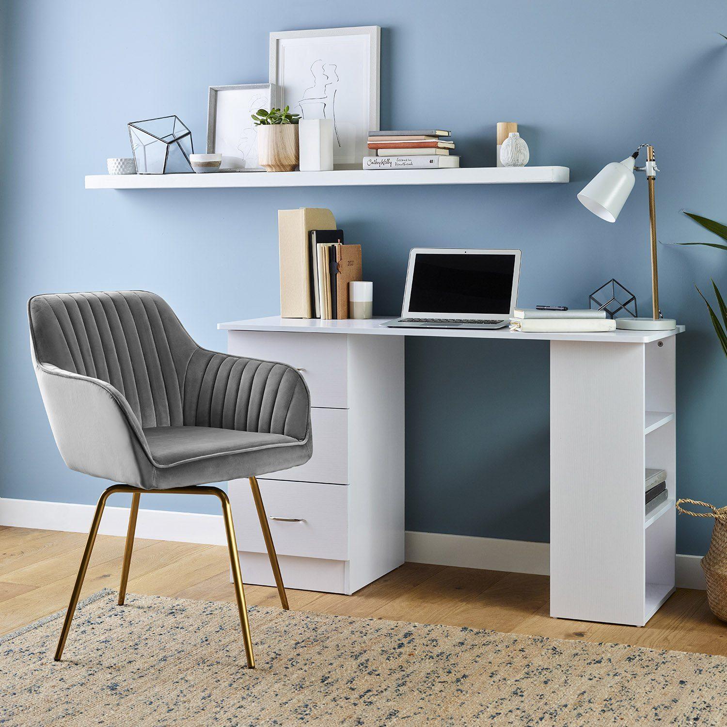 Darcy Office Swivel Chair - Grey with Gold Legs - Image 6