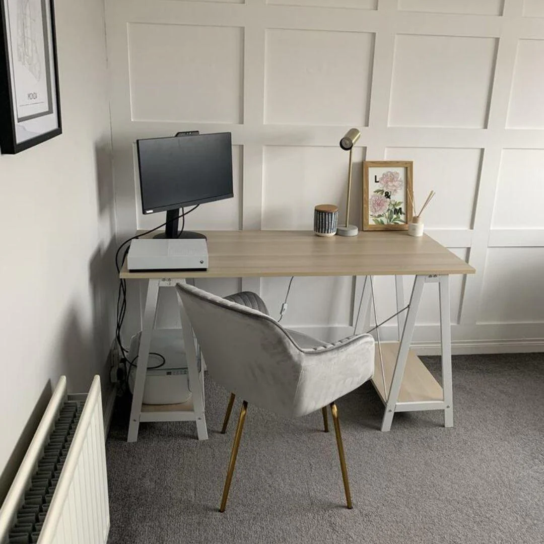 Darcy Office Swivel Chair - Grey with Gold Legs - Image 7