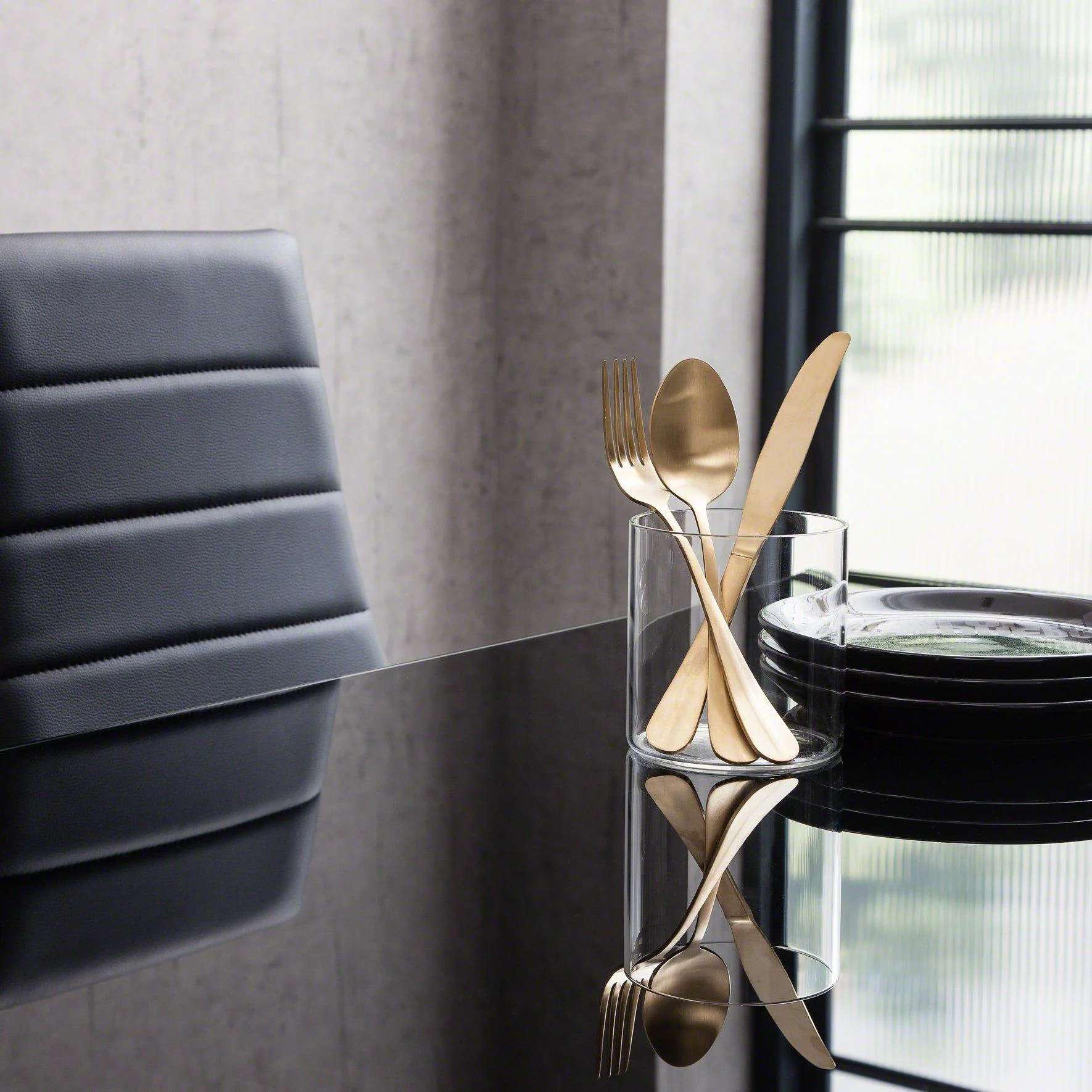 Anya Glass Dining Table Set - 4 Seater - Black - Image 7