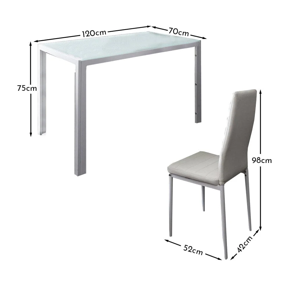 Anya Glass Dining Table Set - 4 Seater - White - Image 7