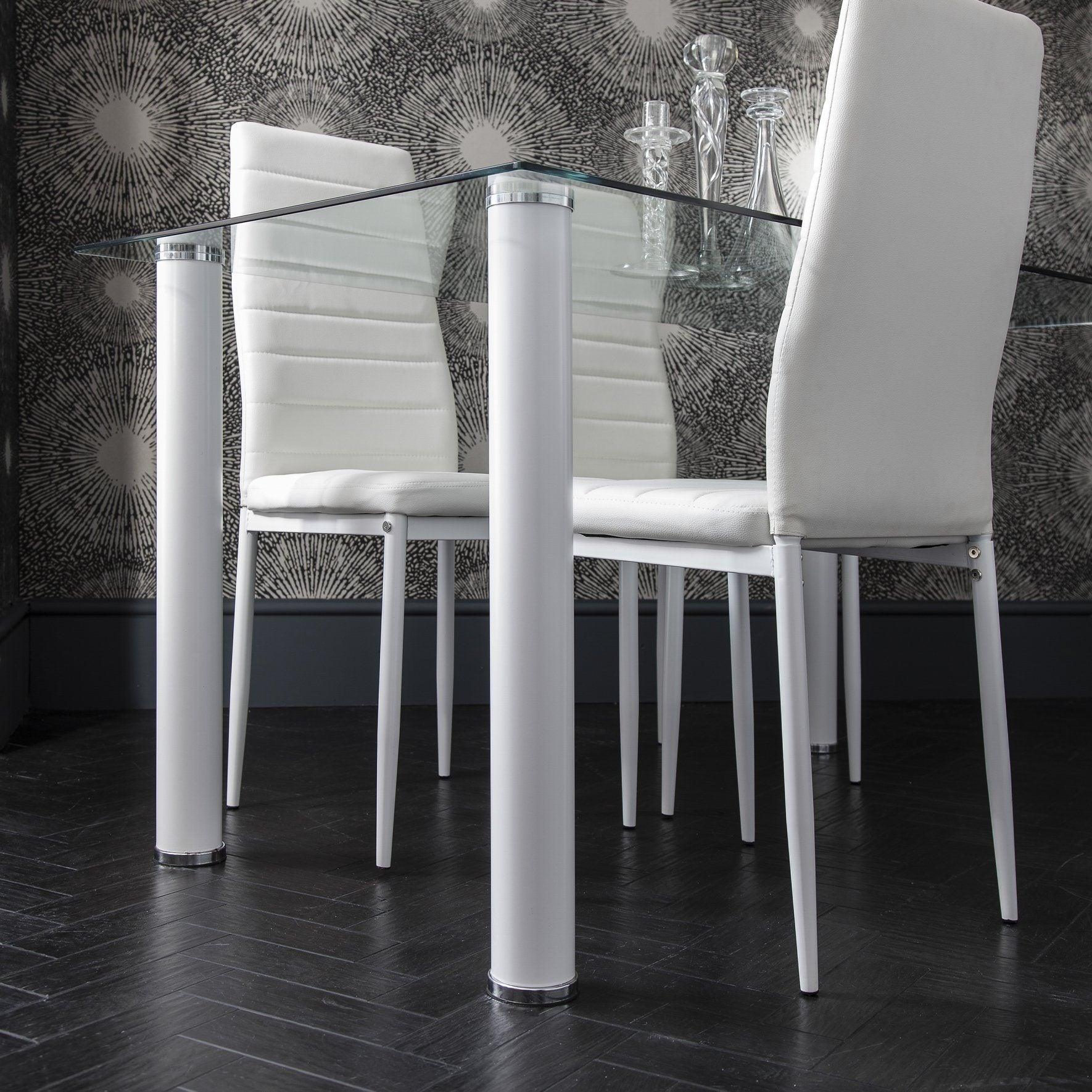 Anya Glass Dining Table Set - 6 Seater - White - Image 3