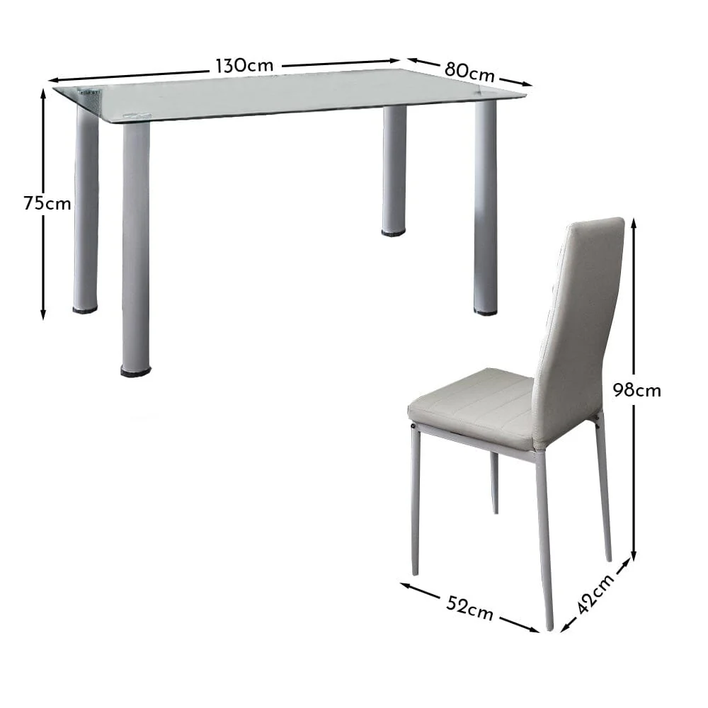Anya Glass Dining Table Set - 6 Seater - White - Image 6