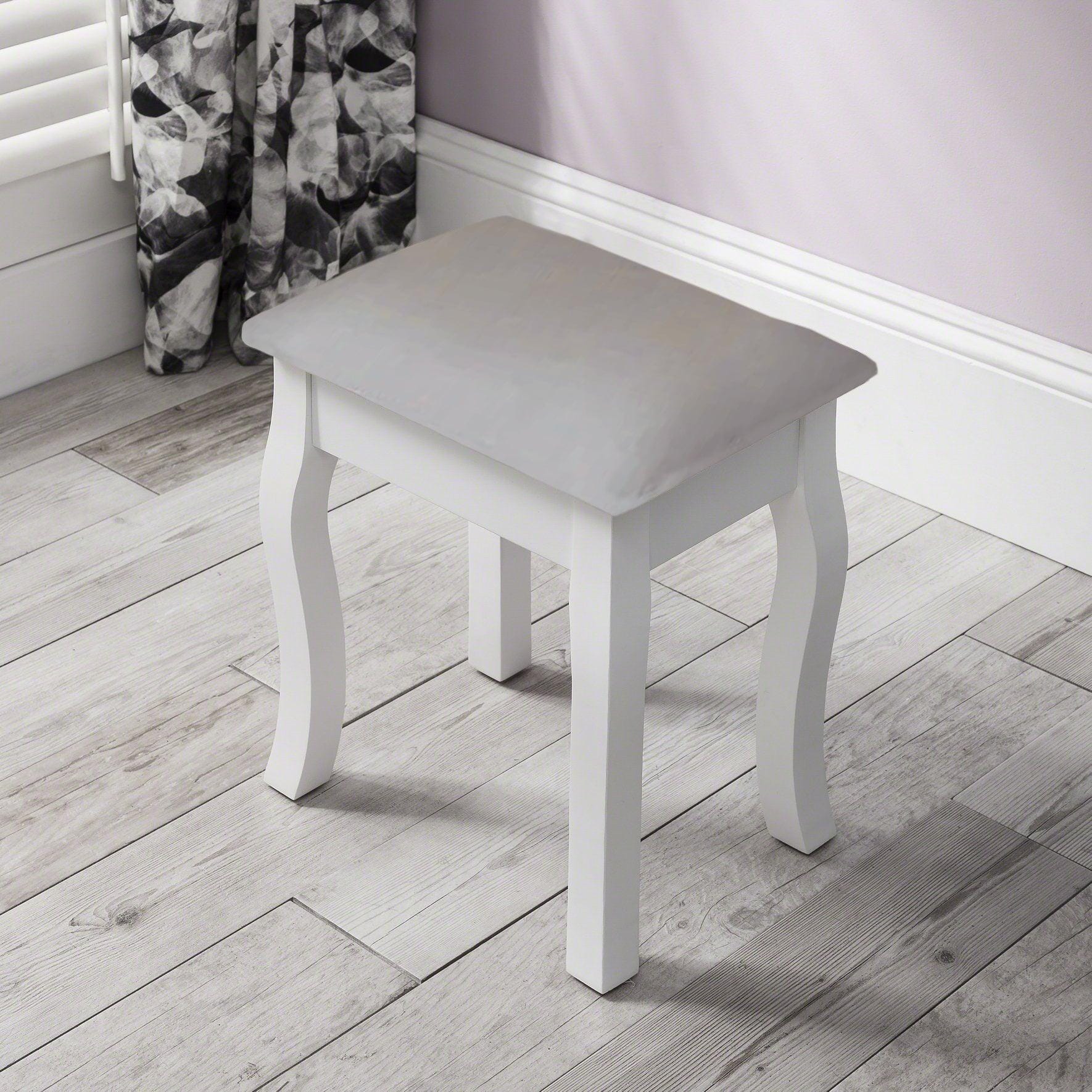 Capri White Dressing Table with Mirror & Stool - Image 10
