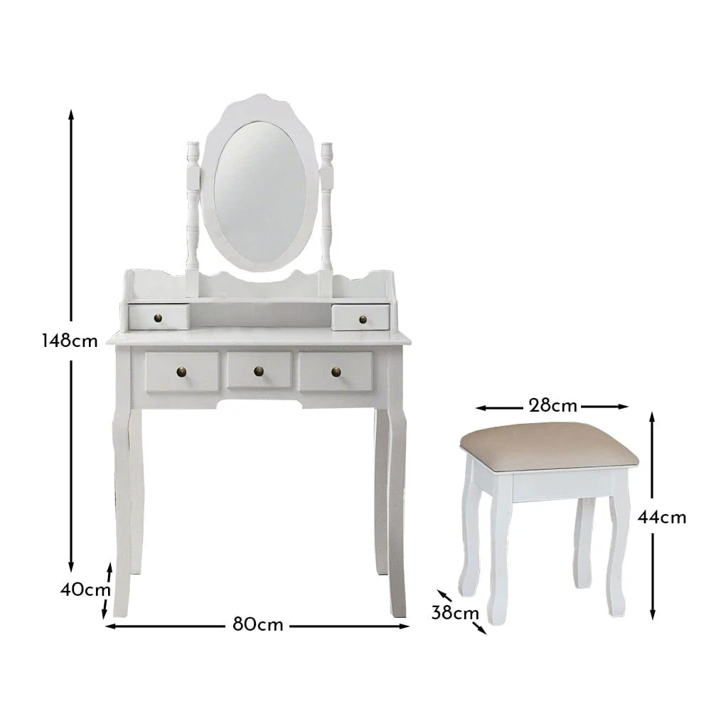 Capri White Dressing Table with Mirror & Stool - Image 11