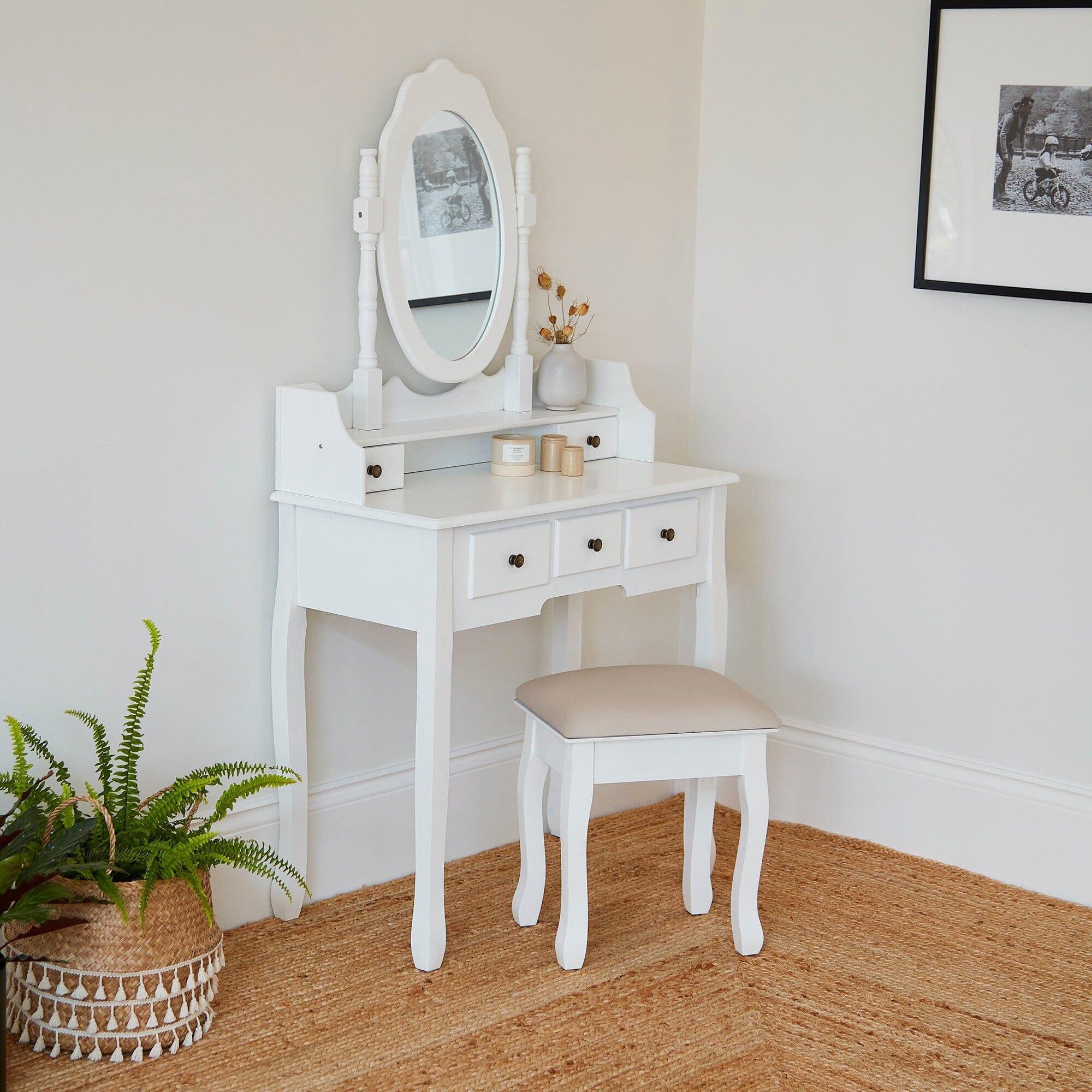 Capri White Dressing Table with Mirror & Stool - Image 6
