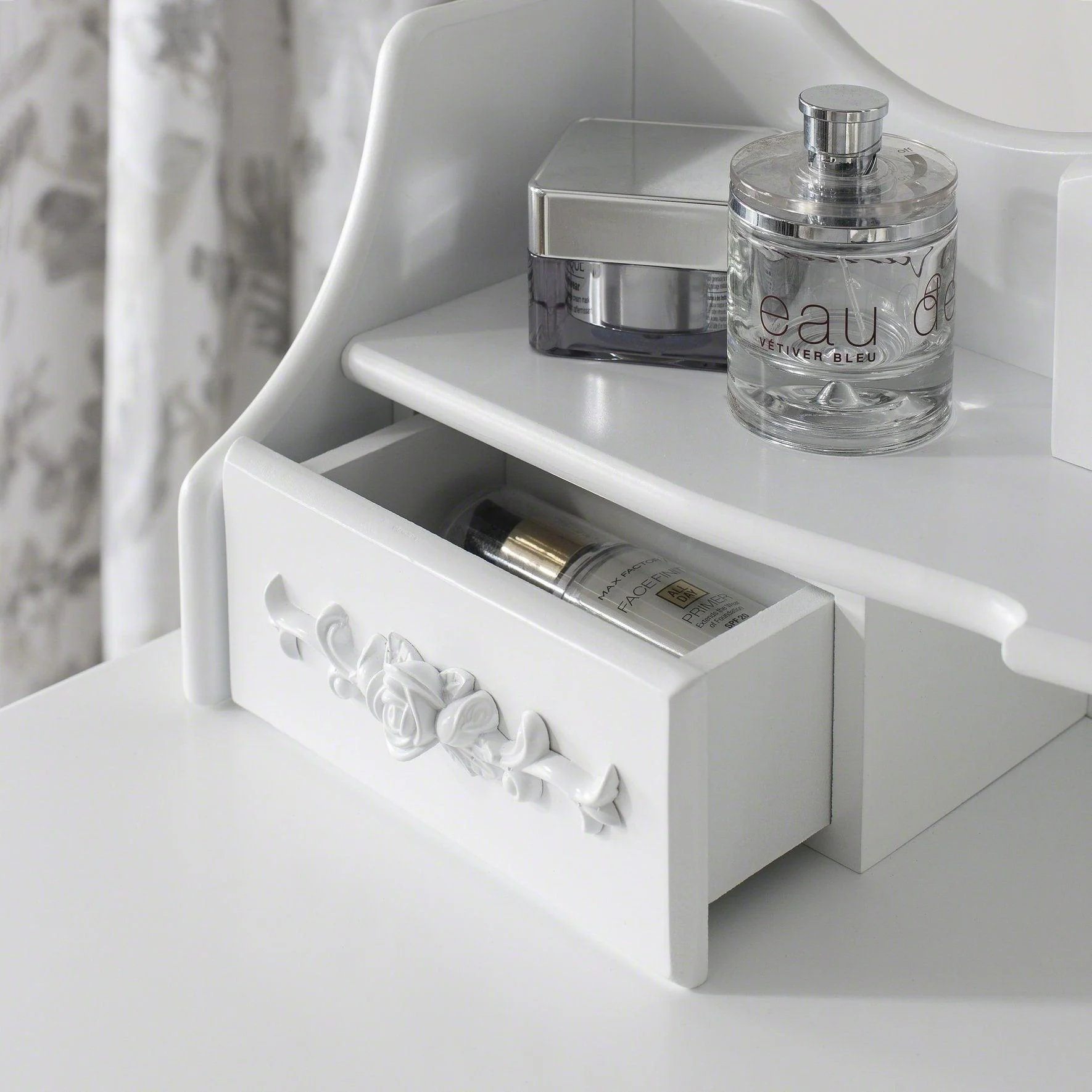 Monaco White Dressing Table with Mirror & Stool - Image 6