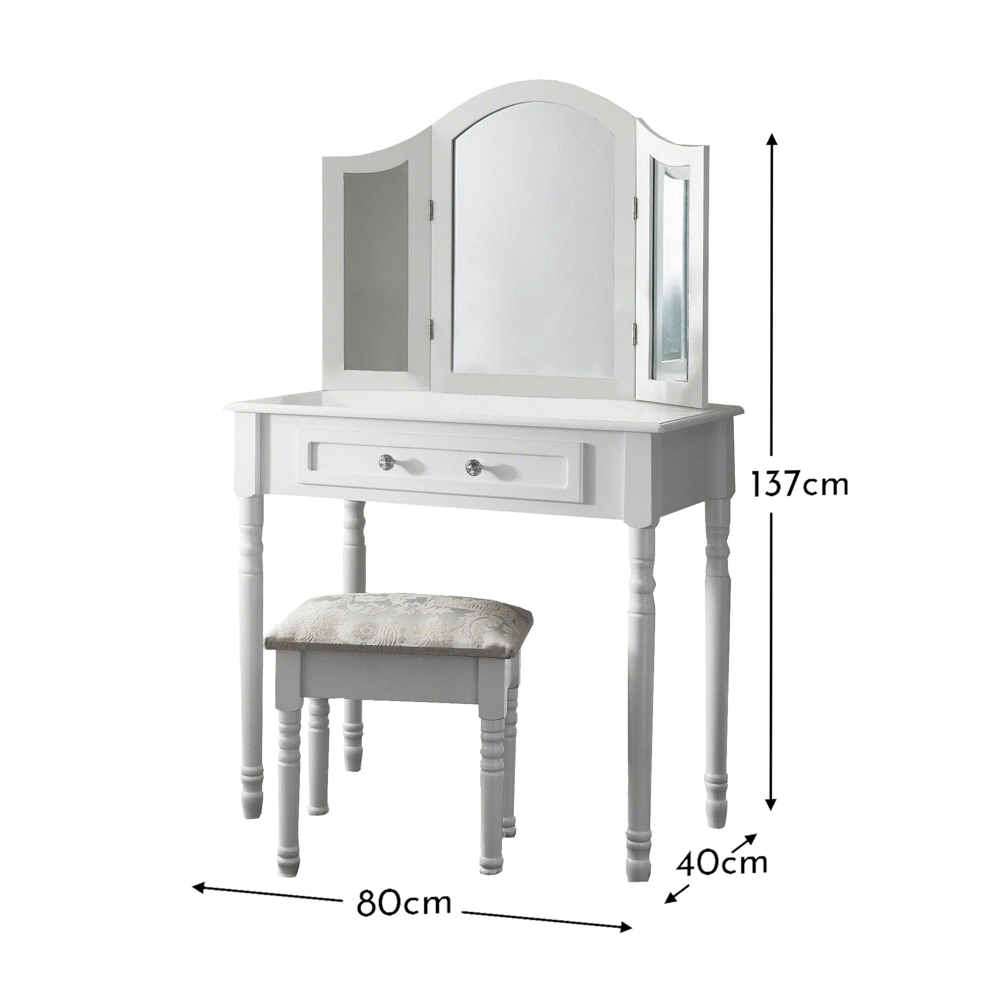 Sienna White Dressing Table with Mirror & Stool - Image 10