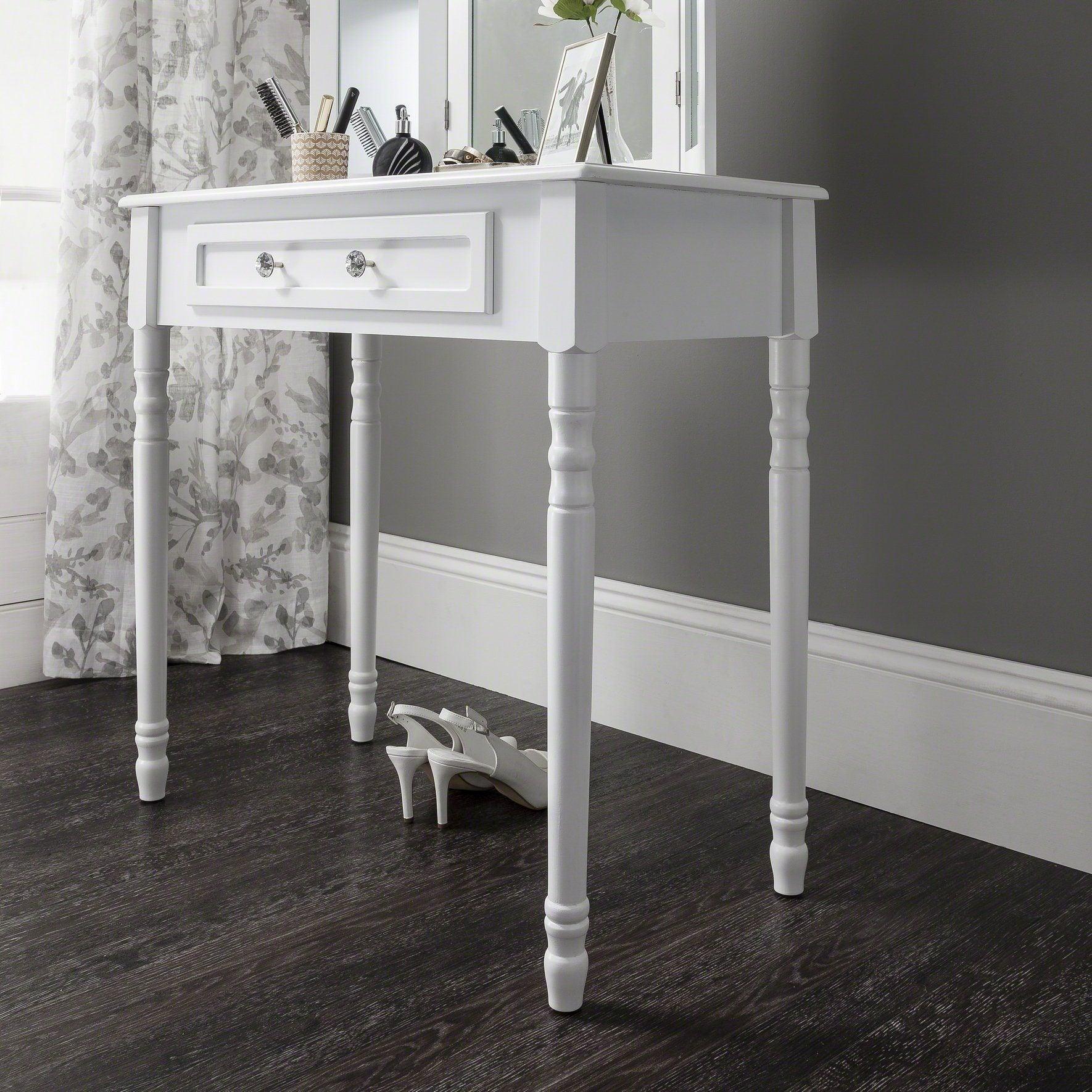 Sienna White Dressing Table with Mirror & Stool - Image 4