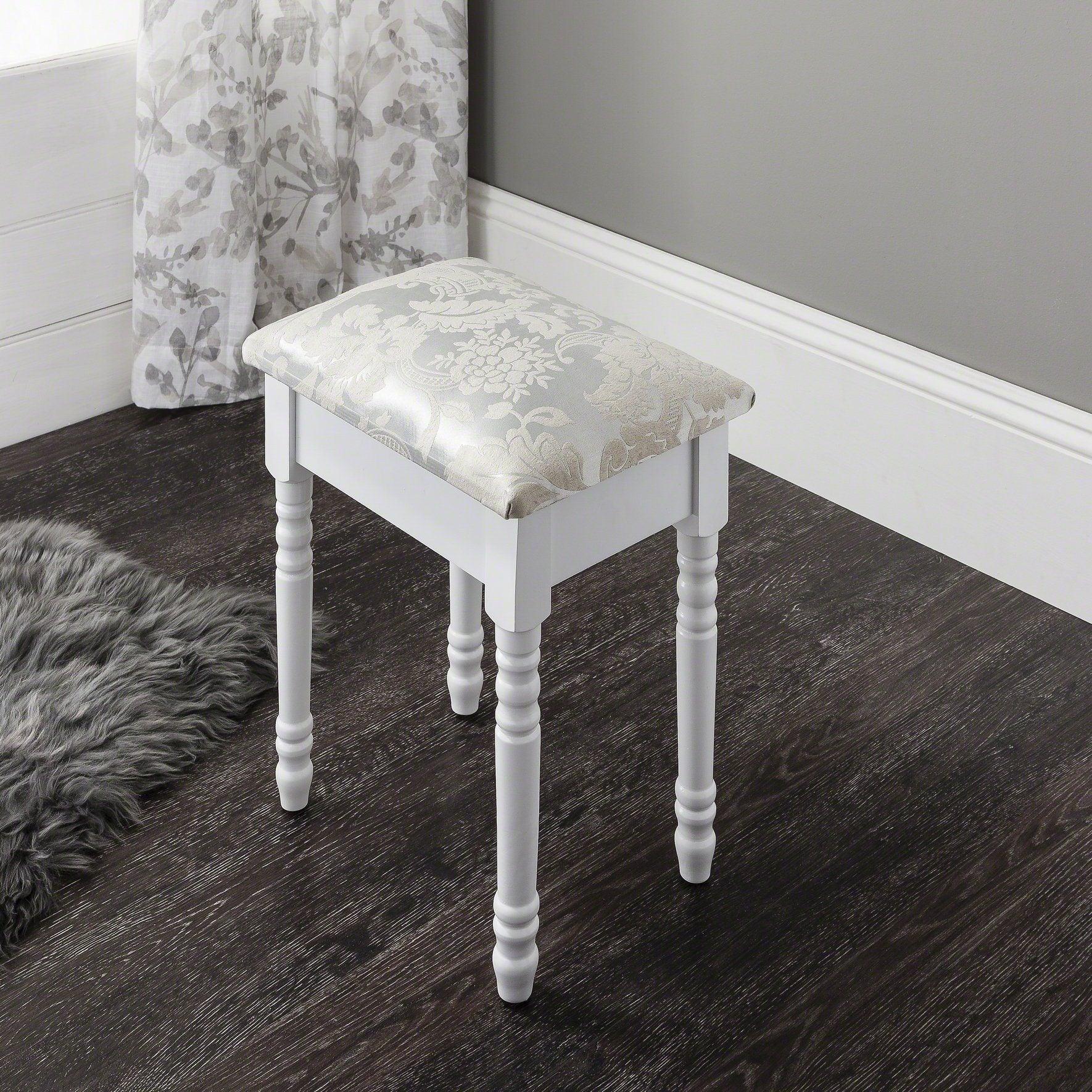 Sienna White Dressing Table with Mirror & Stool - Image 7