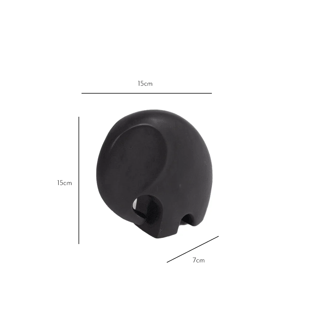 Meru 15cm Ceramic Elephant Ornament - Black - Image 4