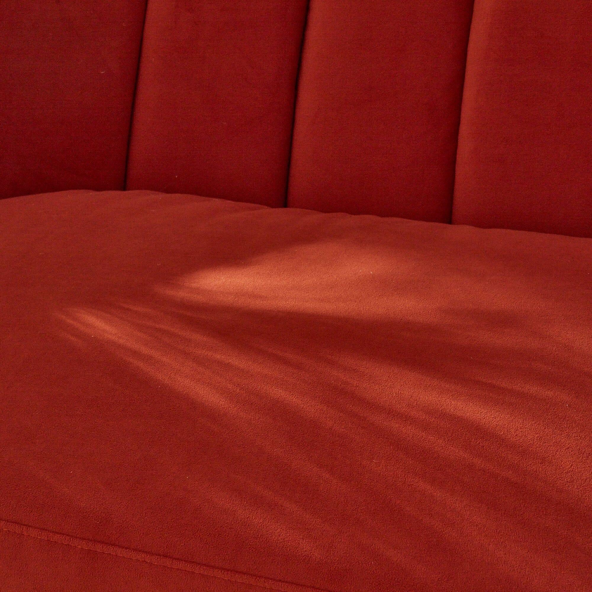 Florence 4 Seater Sofa - Burnt Orange Velvet with Dark Oak Legs - Image 4