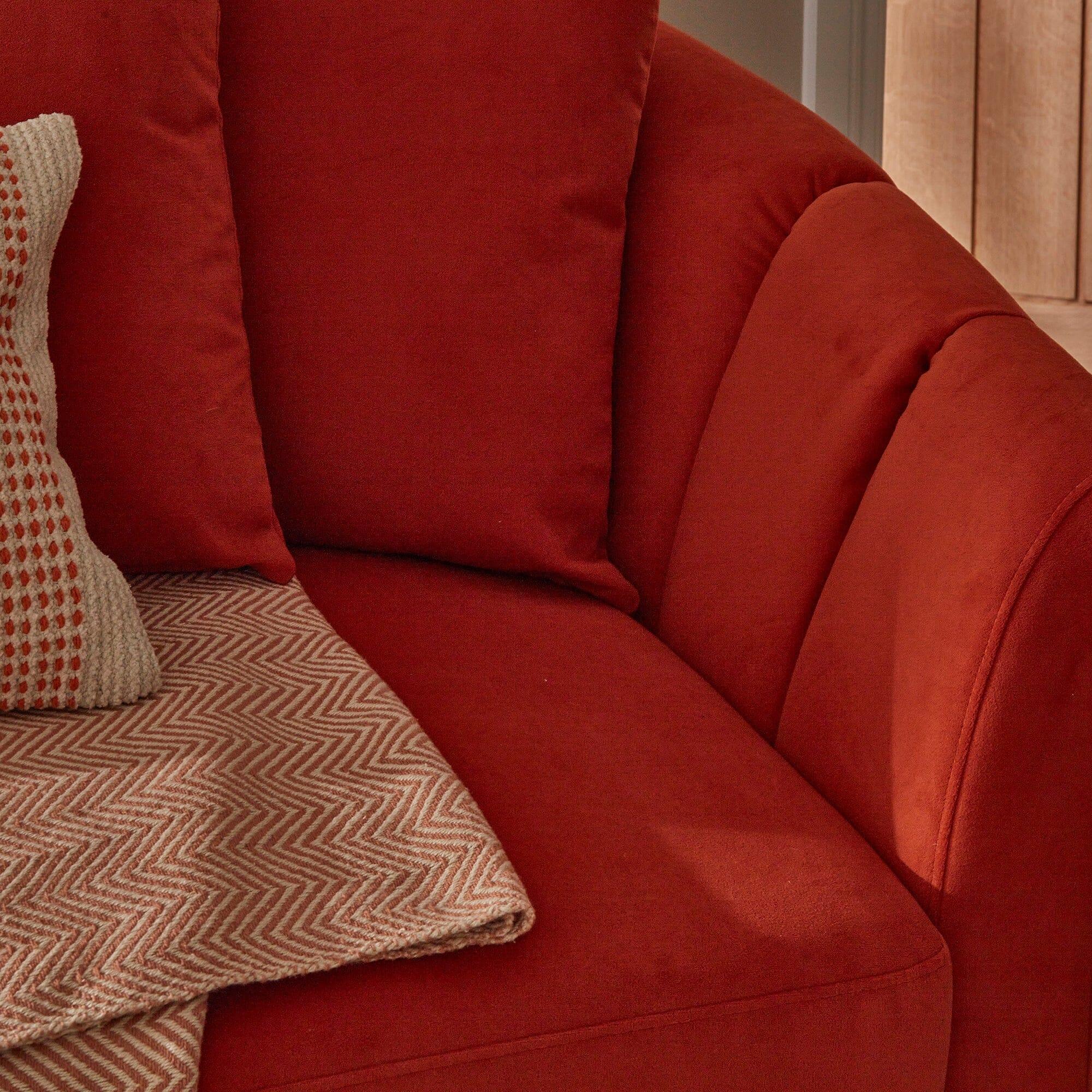 Florence 4 Seater Sofa - Burnt Orange Velvet with Dark Oak Legs - Image 5