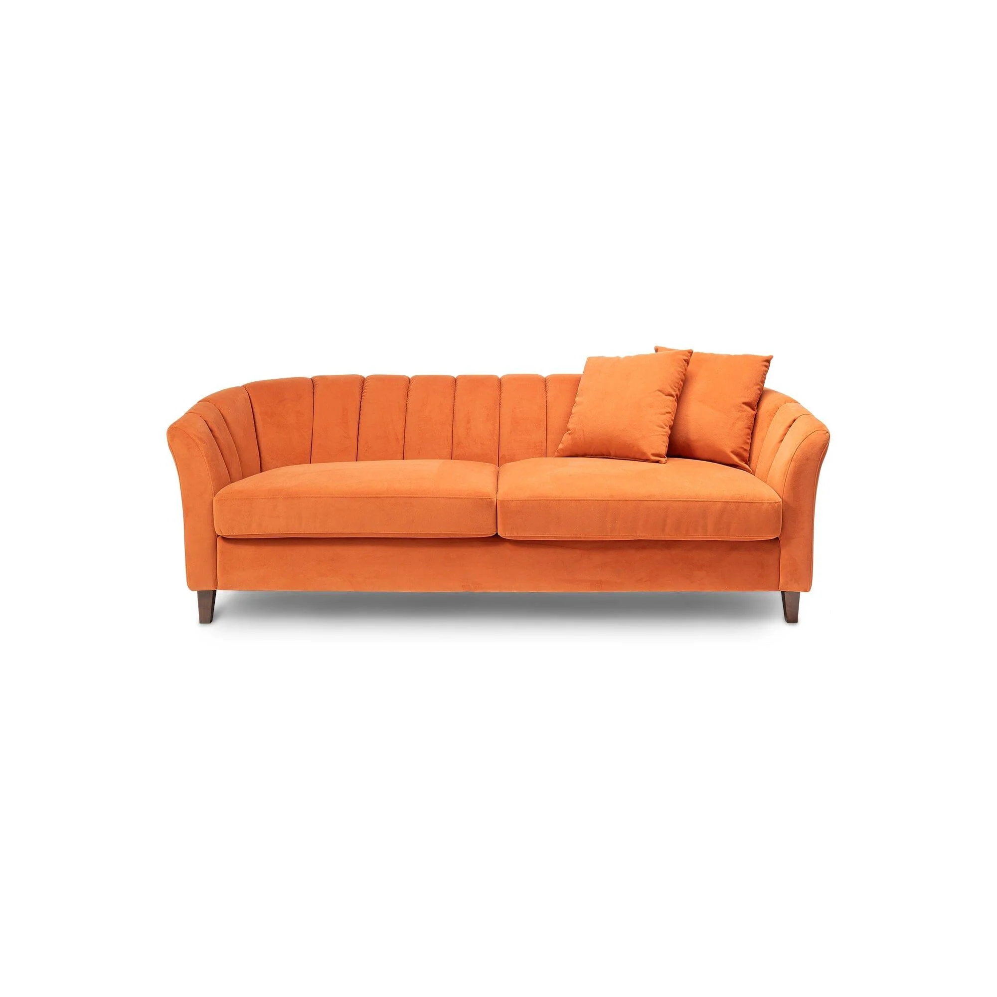 Florence 4 Seater Sofa - Burnt Orange Velvet with Dark Oak Legs - Image 6