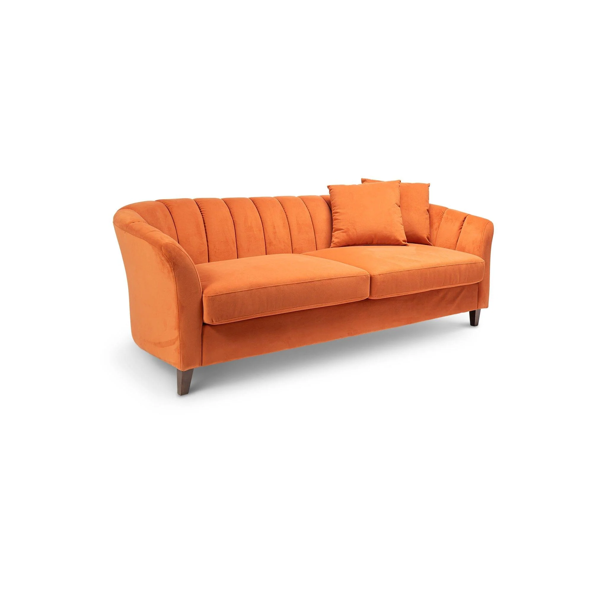 Florence 4 Seater Sofa - Burnt Orange Velvet with Dark Oak Legs - Image 7