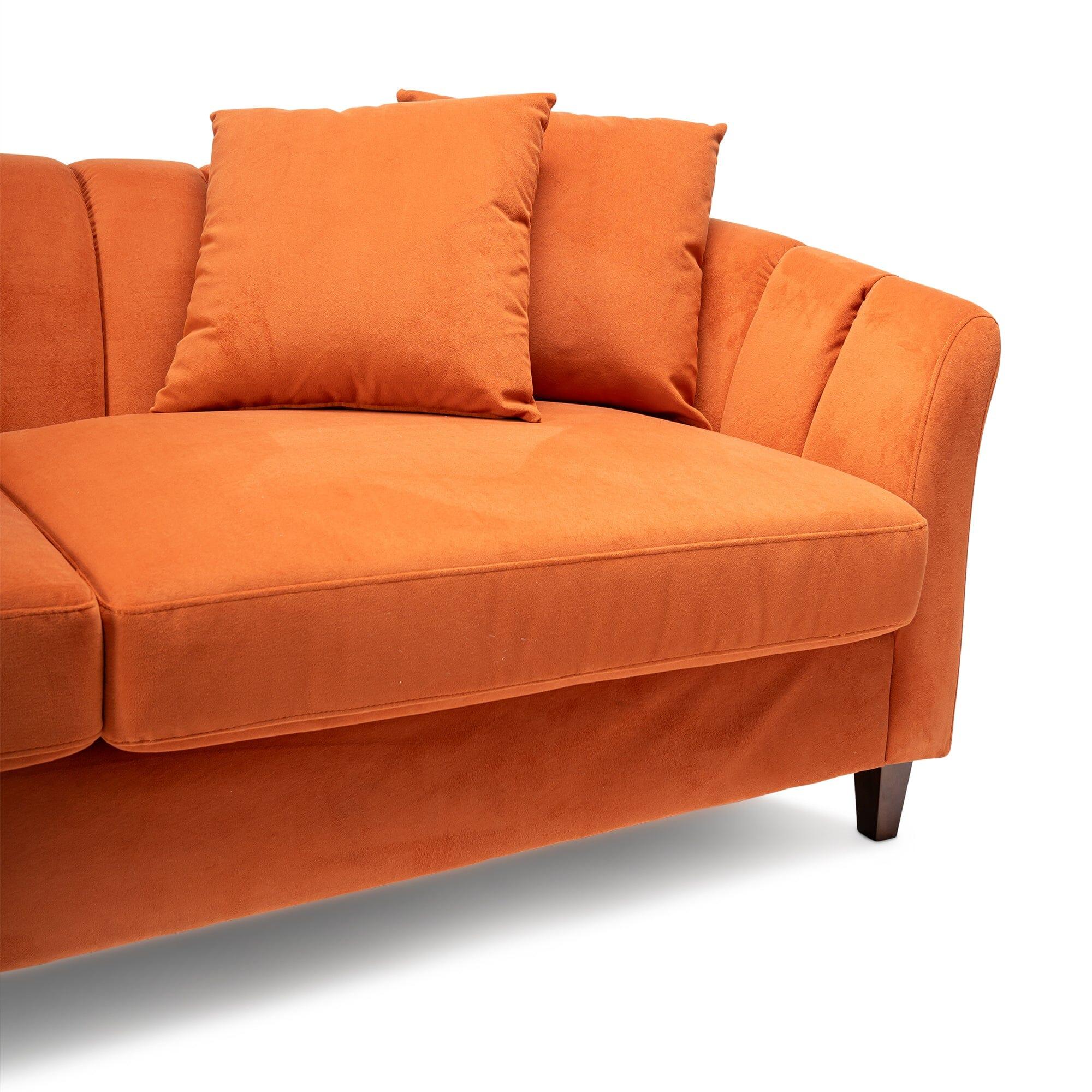 Florence 4 Seater Sofa - Burnt Orange Velvet with Dark Oak Legs - Image 8