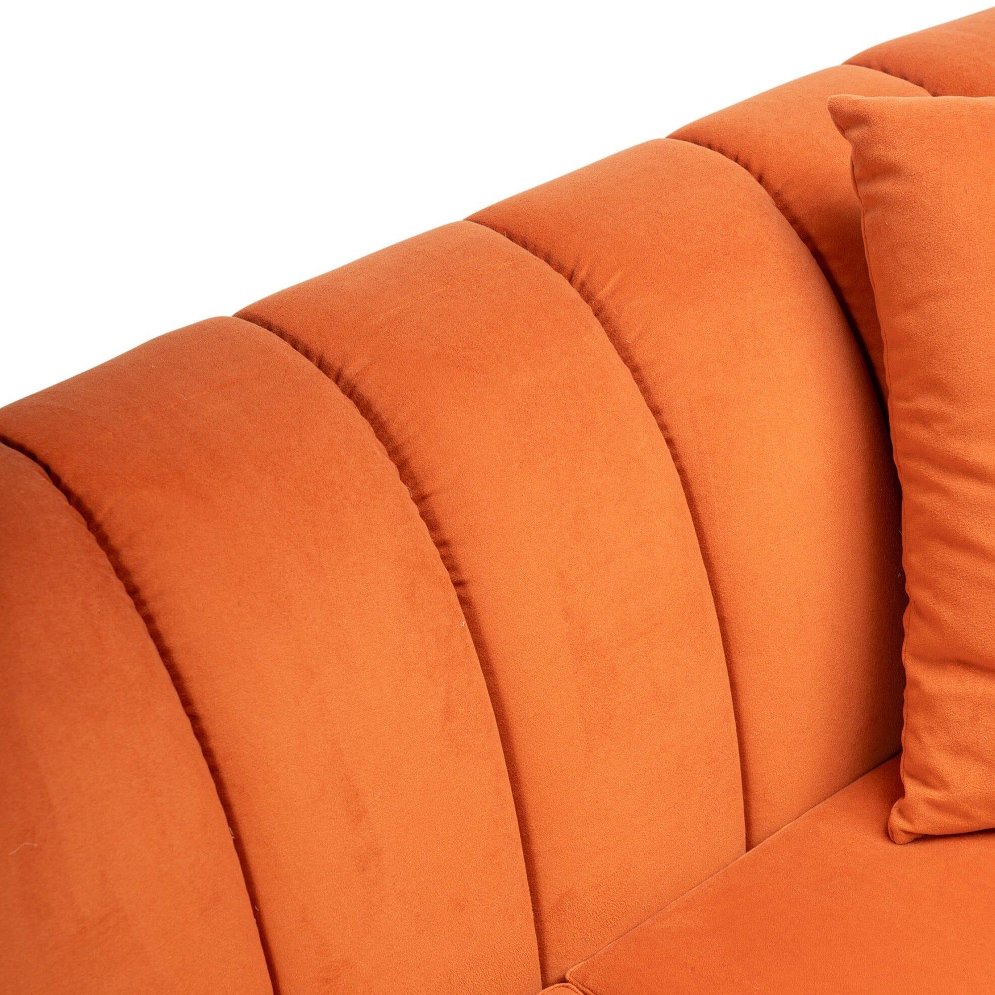 Florence 4 Seater Sofa - Burnt Orange Velvet with Dark Oak Legs - Image 9
