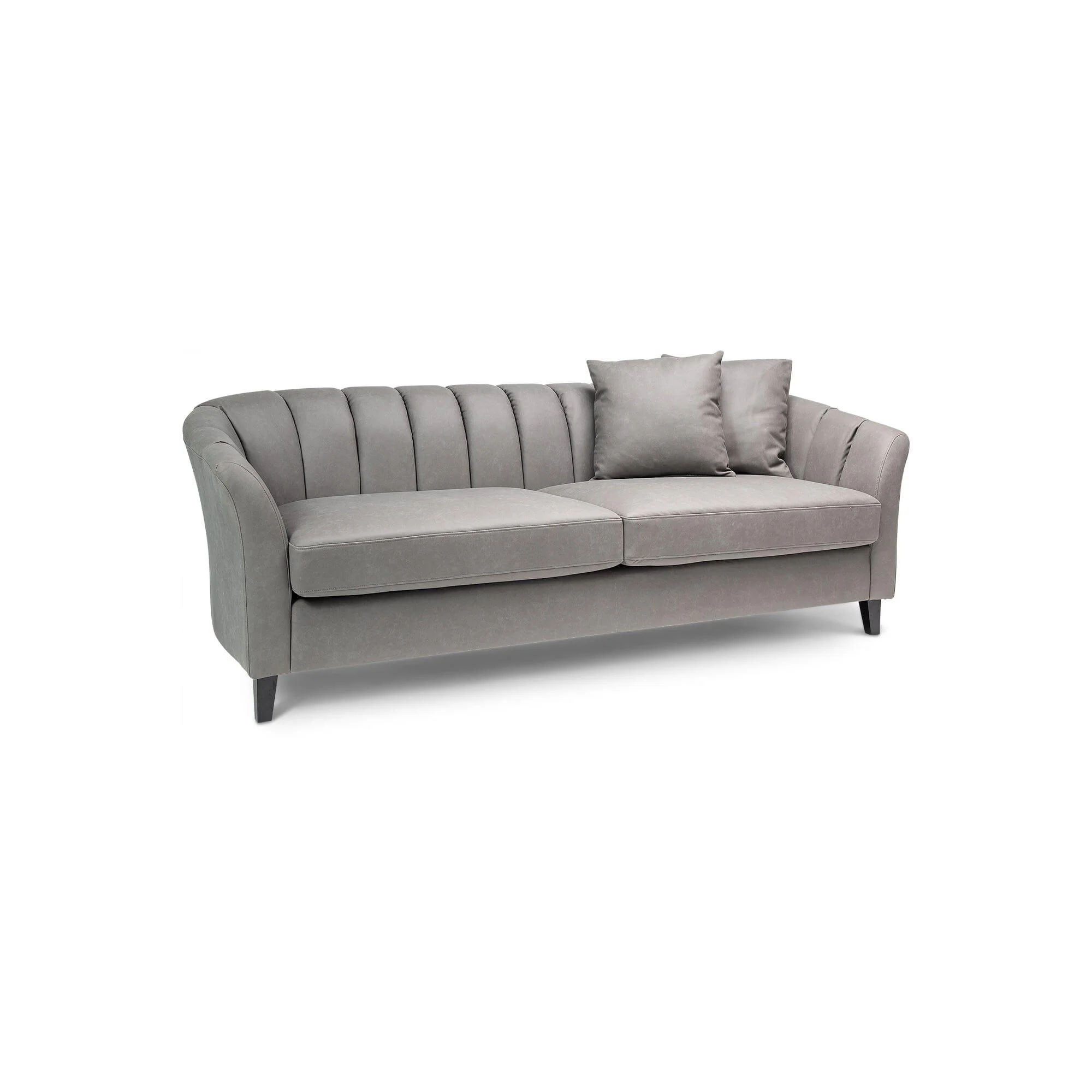 Florence 4 Seater Sofa - Steel Grey Vegan Leather with Dark Oak Legs - Image 10