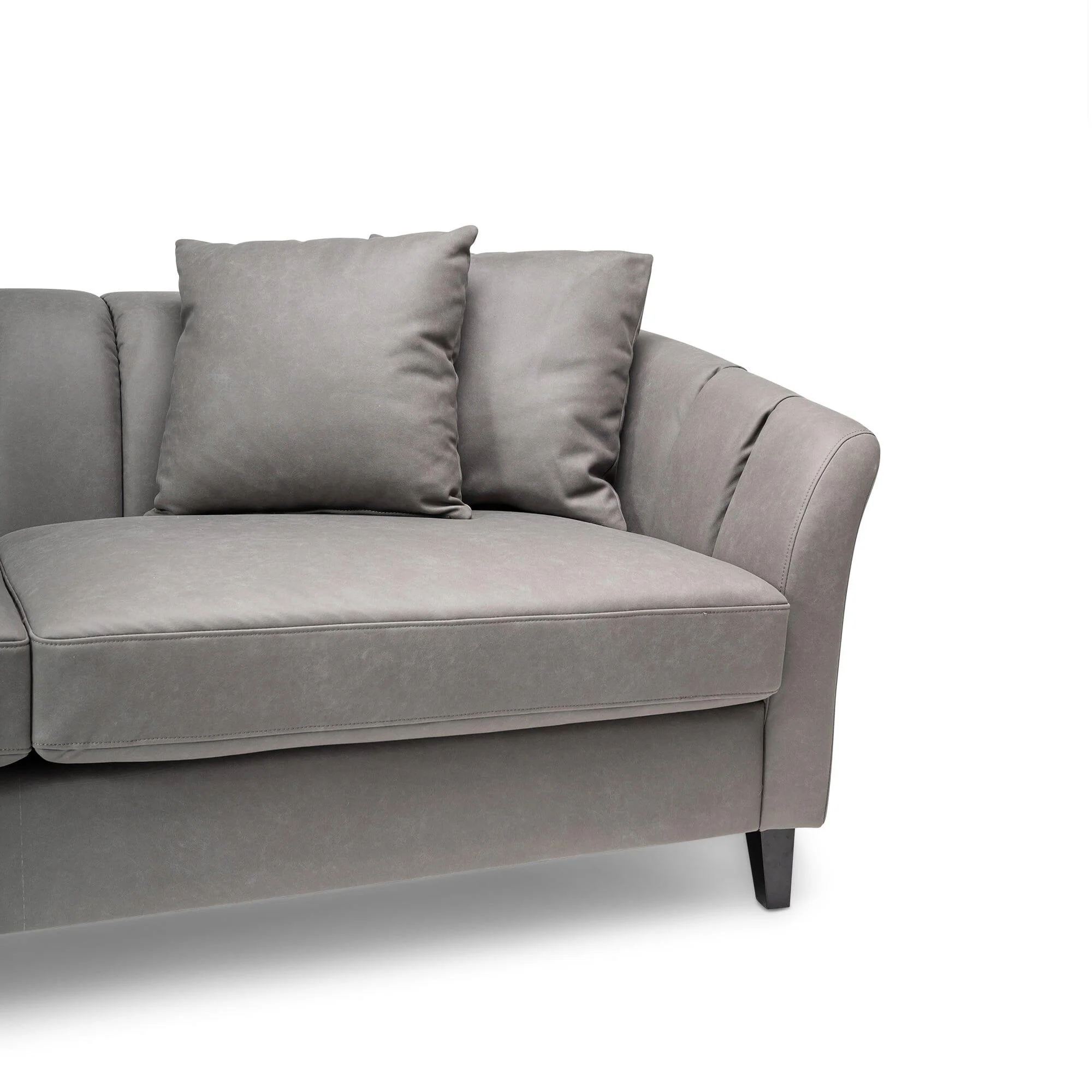 Florence 4 Seater Sofa - Steel Grey Vegan Leather with Dark Oak Legs - Image 8