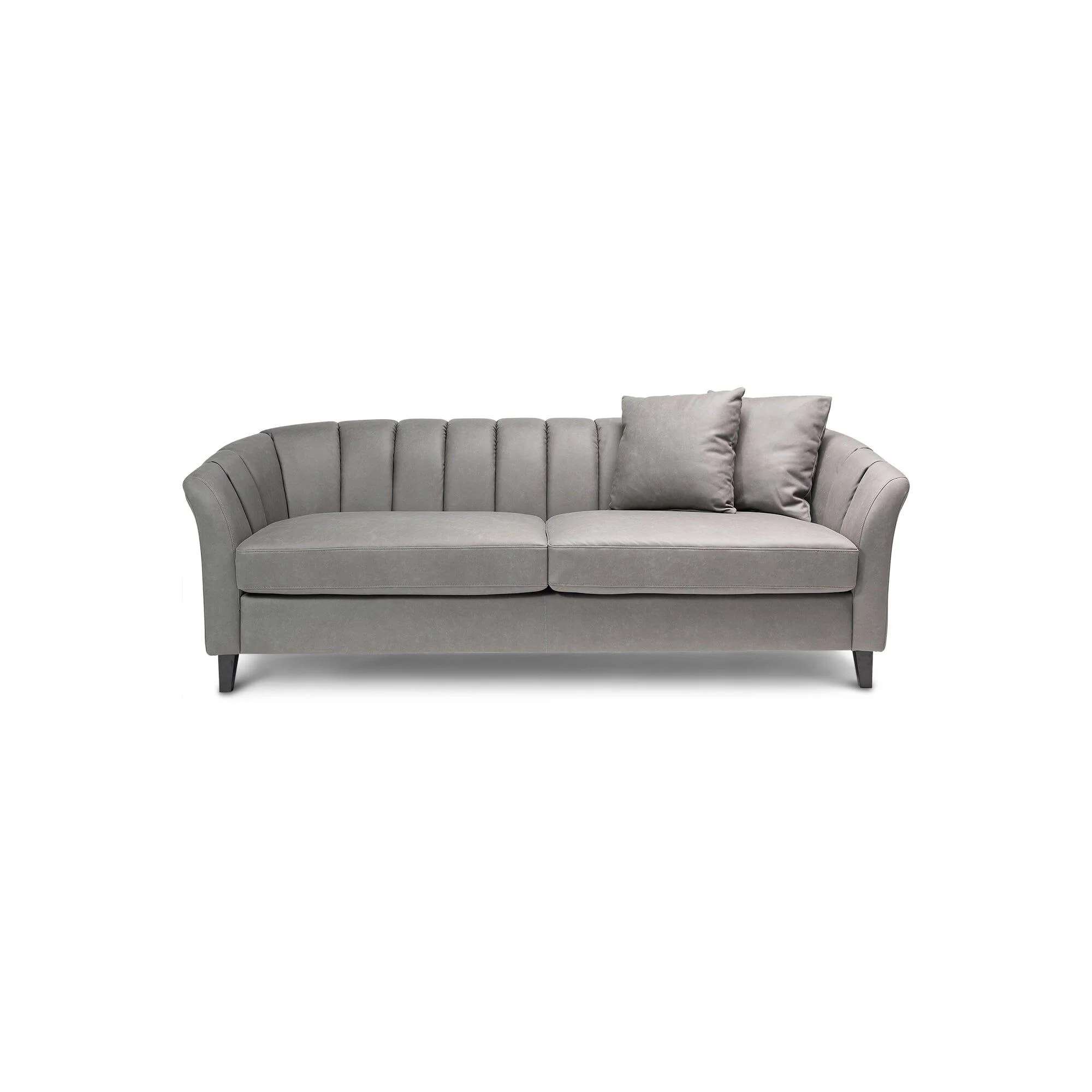 Florence 4 Seater Sofa - Steel Grey Vegan Leather with Dark Oak Legs - Image 9