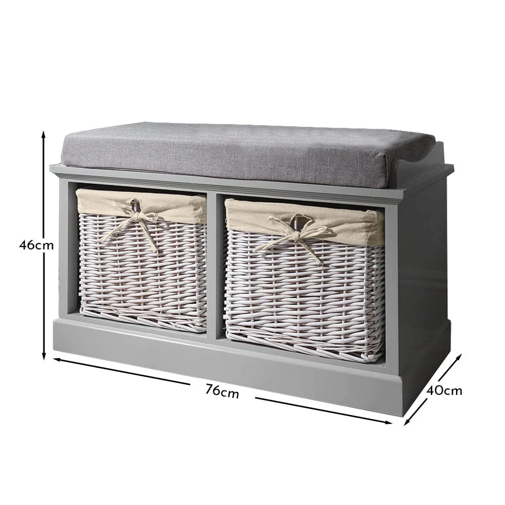Fyfield 2 Seater Hallway Storage Bench with Storage - Grey - Image 6