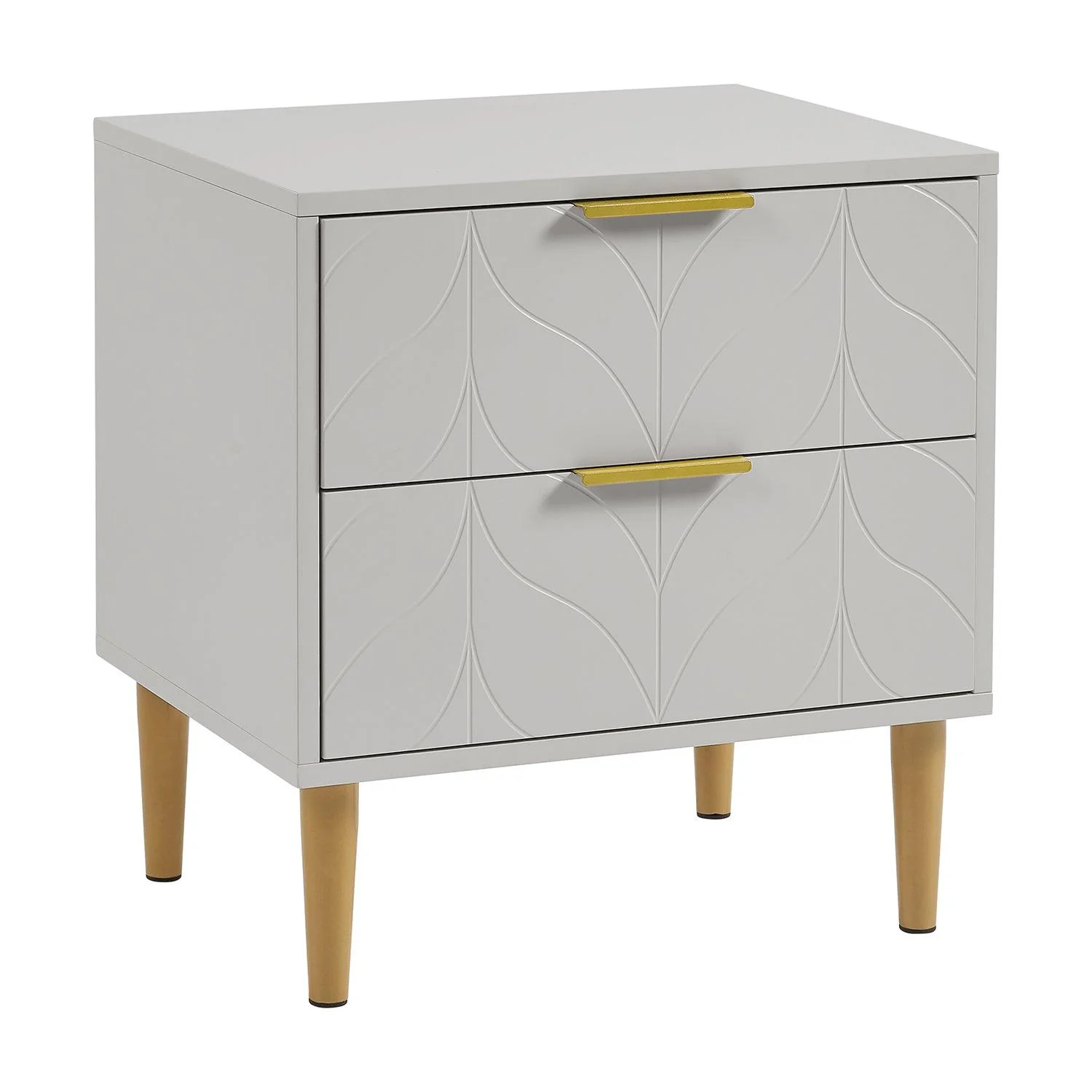 Gloria Bedside Table - Grey & Brass Effect - Image 4