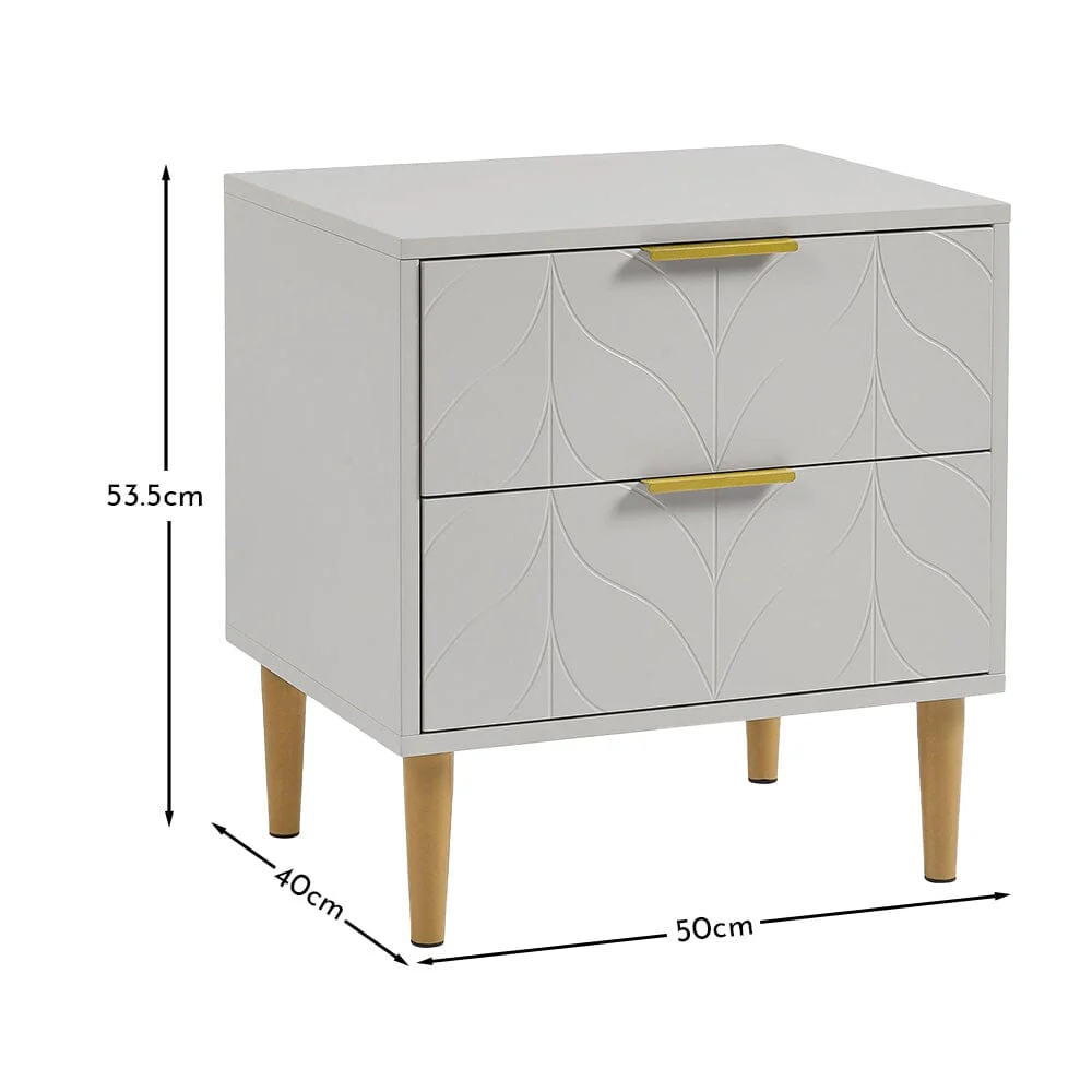 Gloria Bedside Table - Grey & Brass Effect - Image 5