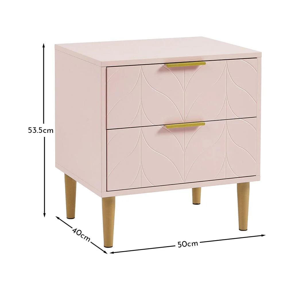 Gloria Bedside Table - Blush Pink & Brass Effect - Image 6