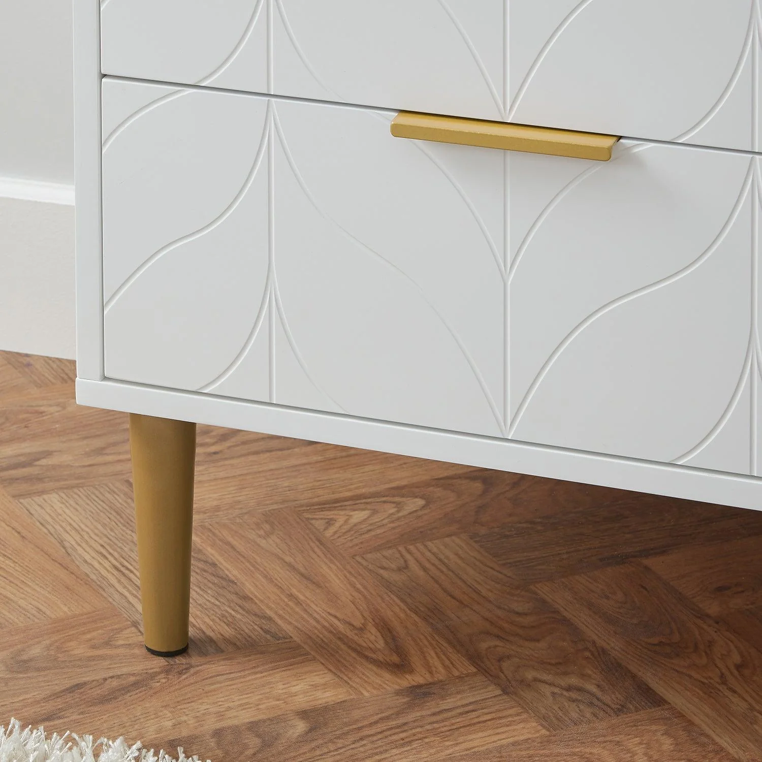 Gloria Bedside Table - White & Brass Effect - Image 3