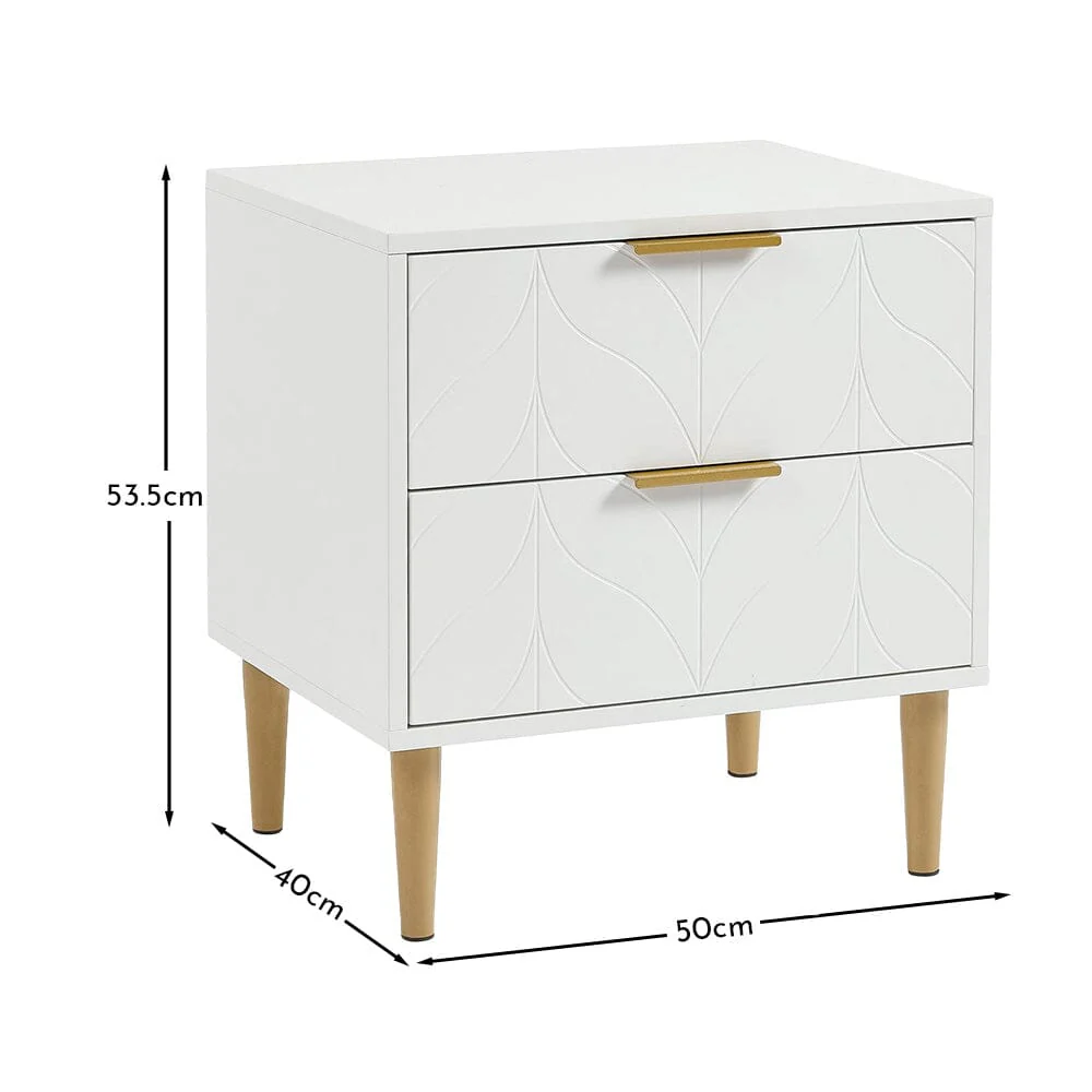 Gloria Bedside Table - White & Brass Effect - Image 7