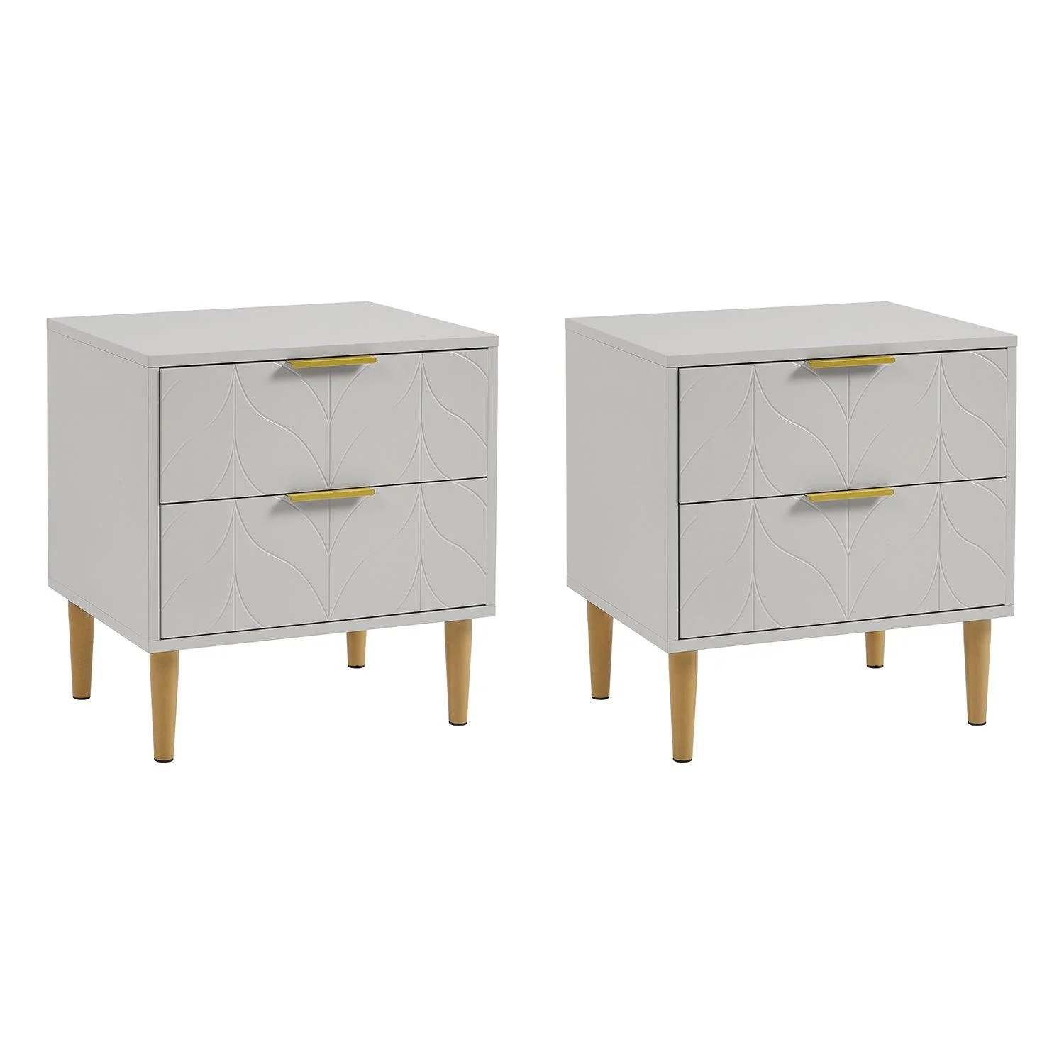 Gloria Bedside Tables - Set of 2 - Grey & Brass Effect - Image 5