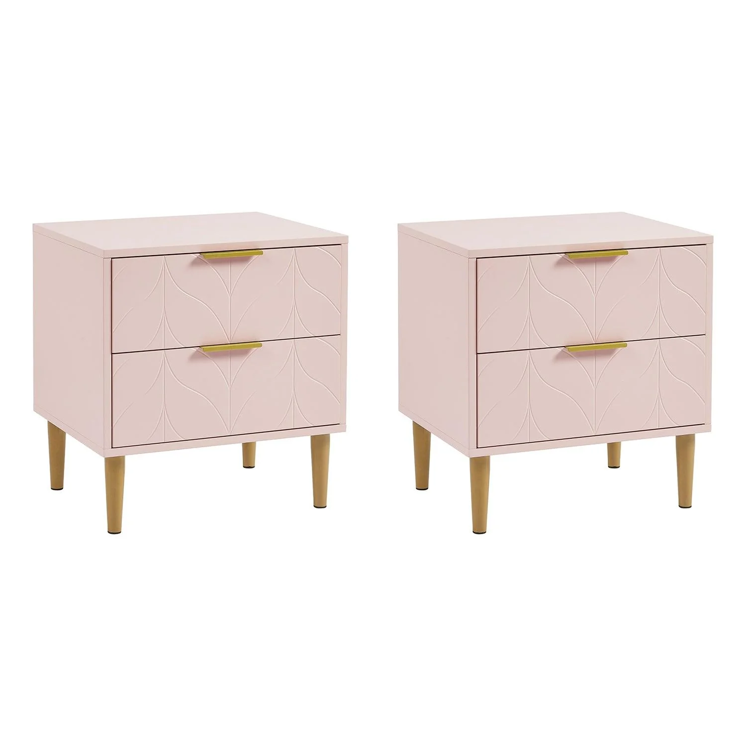 Gloria Bedside Tables - Set of 2 - Blush Pink & Brass Effect - Image 6