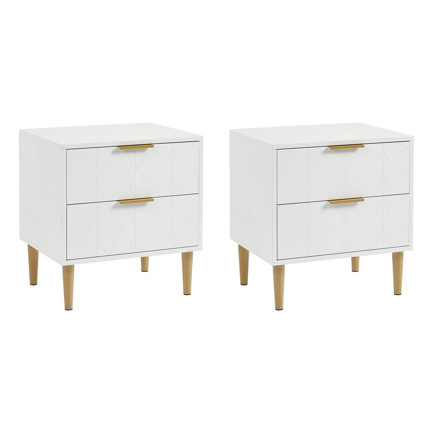 Gloria Bedside Tables - Set of 2 - White & Brass Effect - Image 7