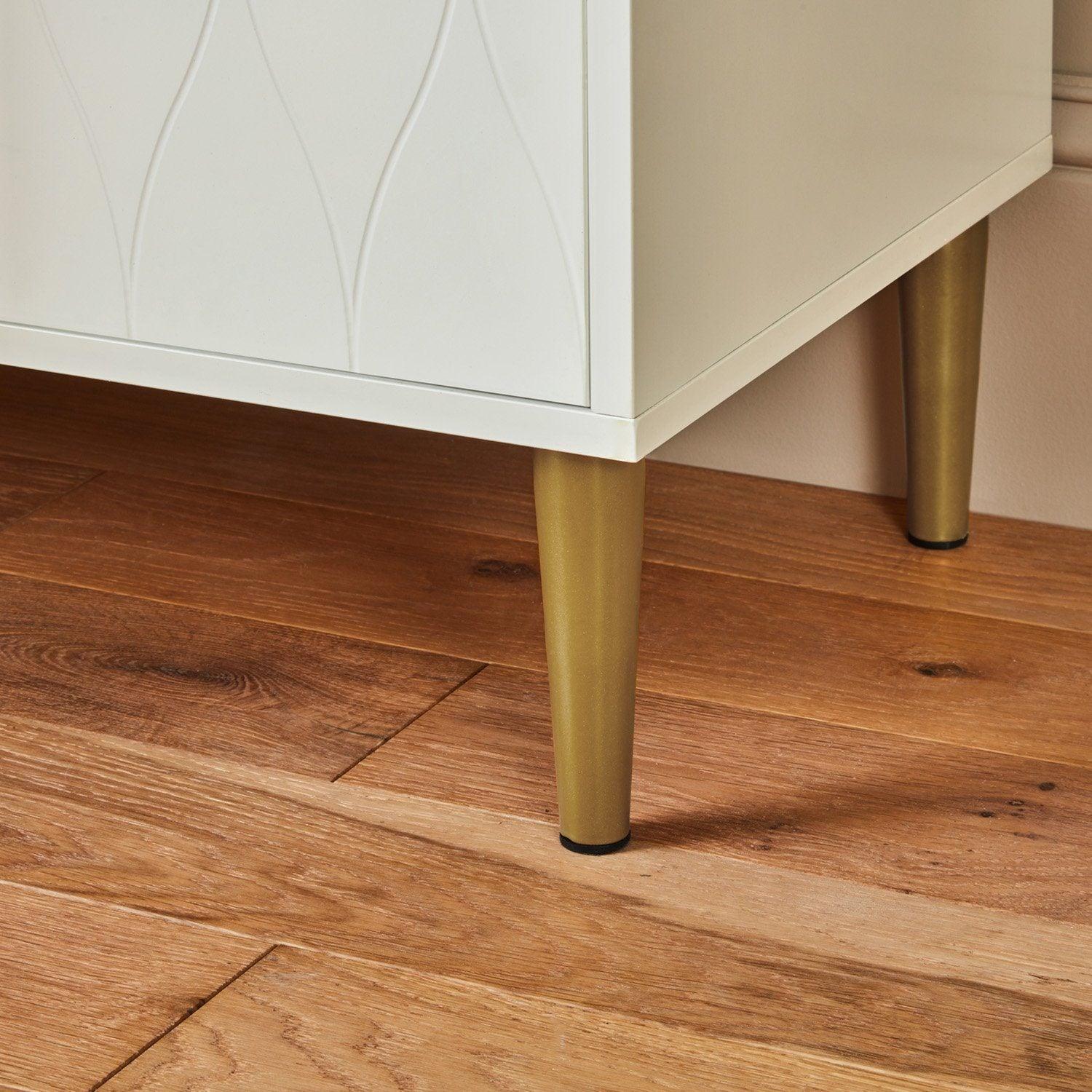 Gloria 2 Door Small Sideboard - White & Brass Legs - Image 3