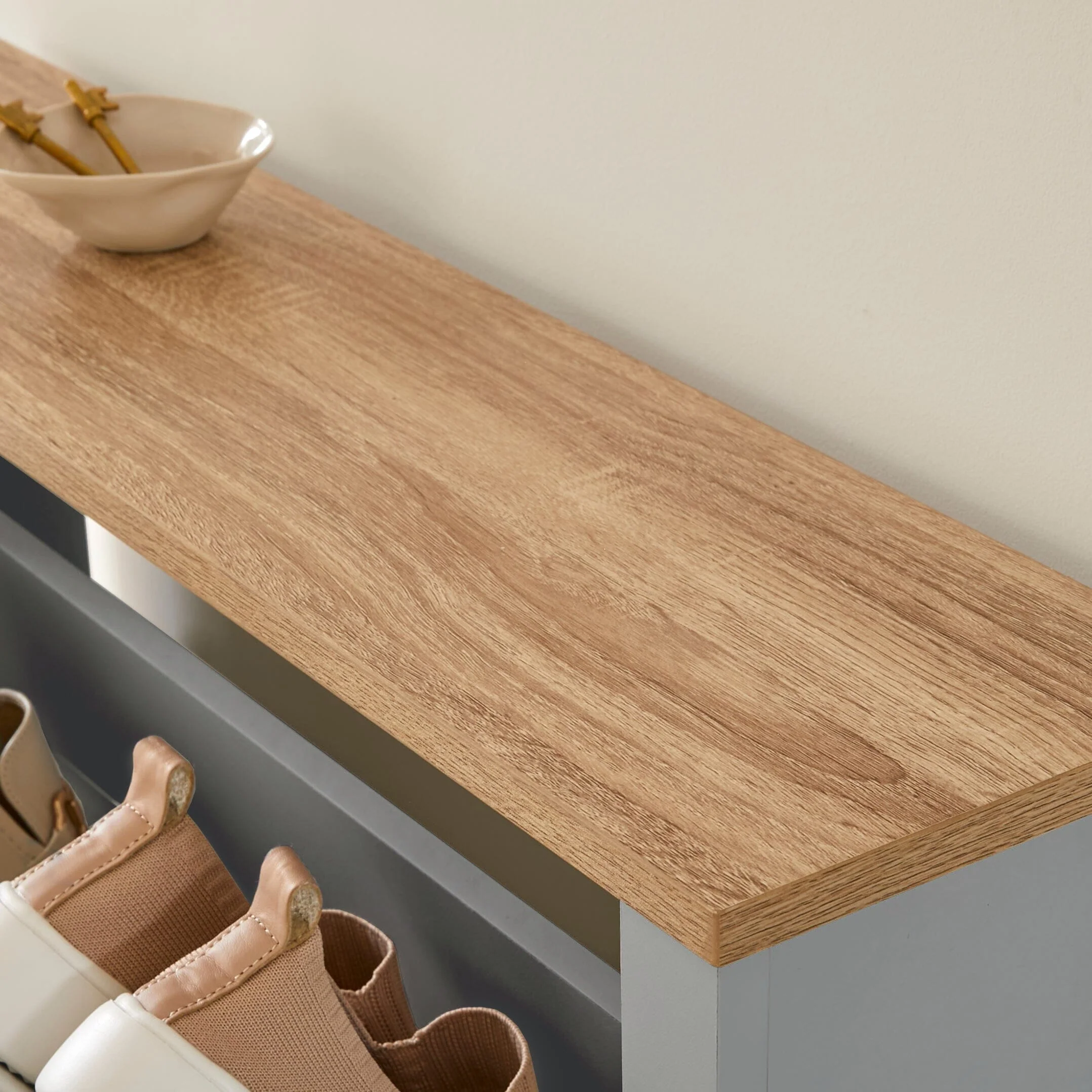 Windsor Shoe Cabinet - 2 Door - Grey - Image 5