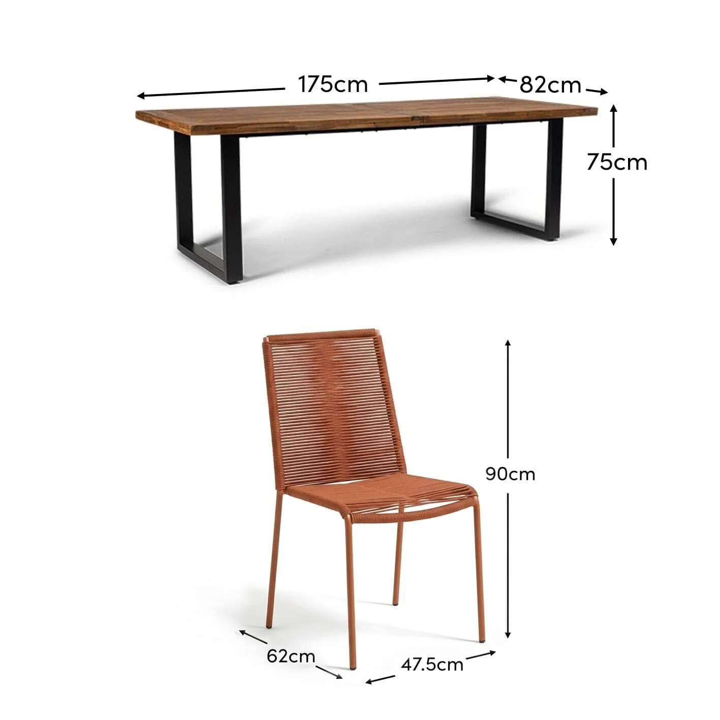 Hali 6 Seater Wooden Garden Dining Set with Ryder Burnt Orange Chairs - 175cm - Image 11