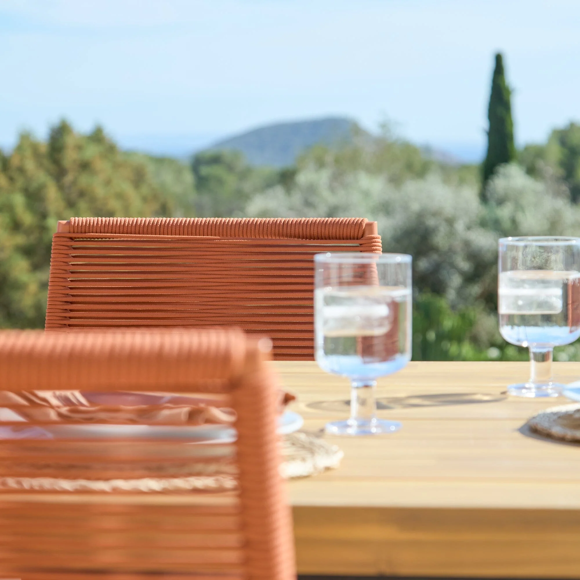 Hali 6 Seater Wooden Garden Dining Set with Ryder Burnt Orange Chairs - 175cm - Image 3