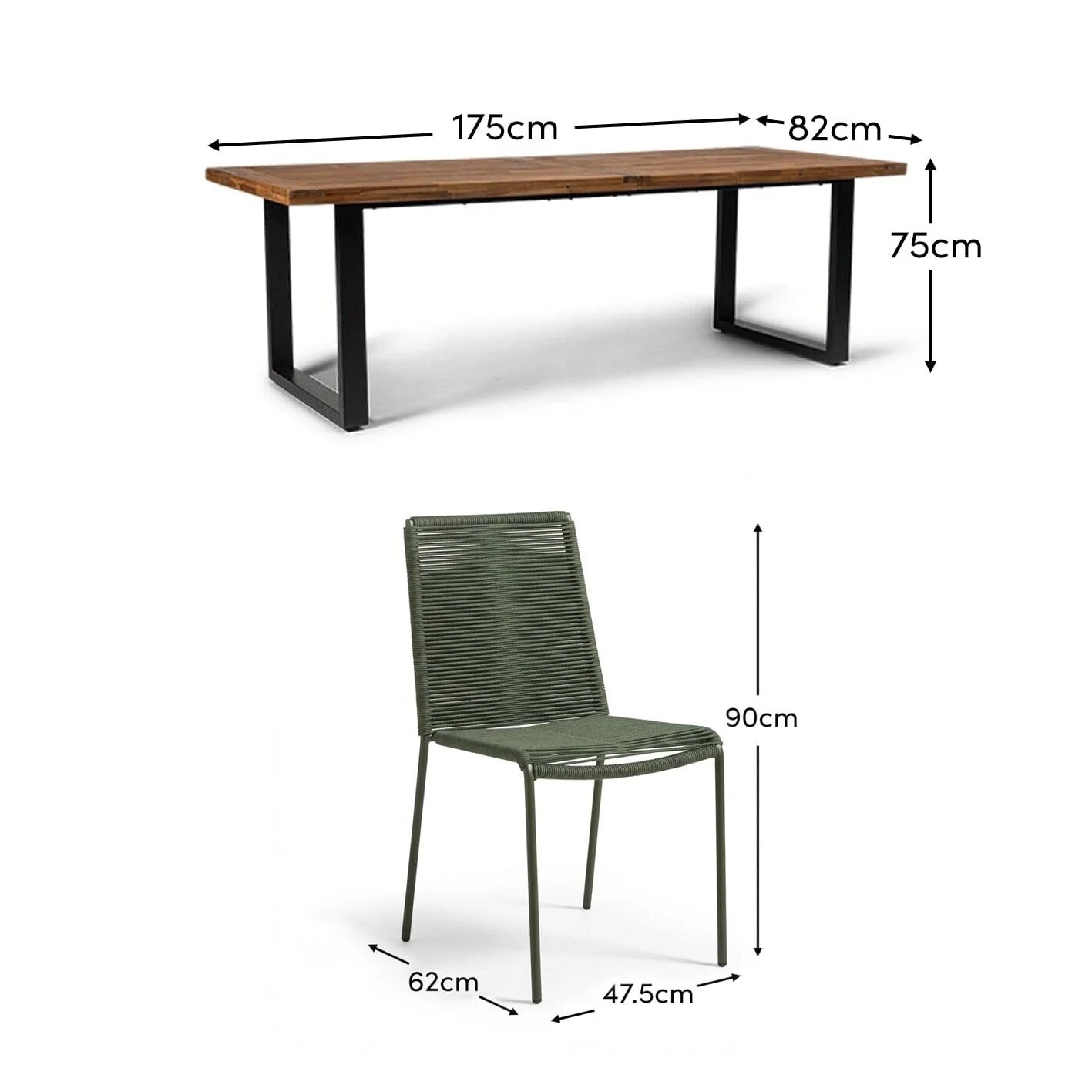 Hali 6 Seater Wooden Garden Dining Set with Ryder Khaki Chairs - 175cm - Image 10
