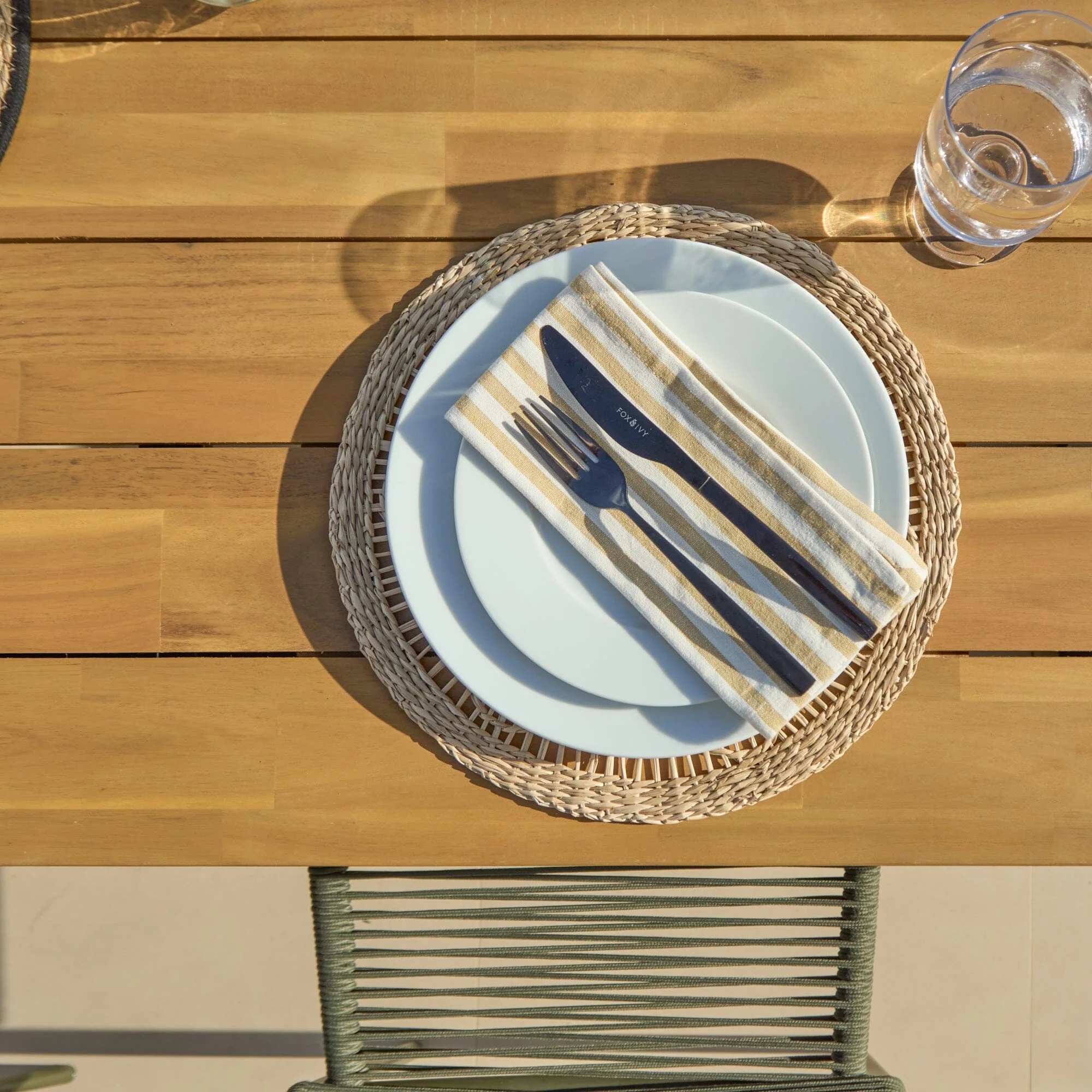 Hali 6 Seater Wooden Garden Dining Set with Ryder Khaki Chairs - 175cm - Image 3