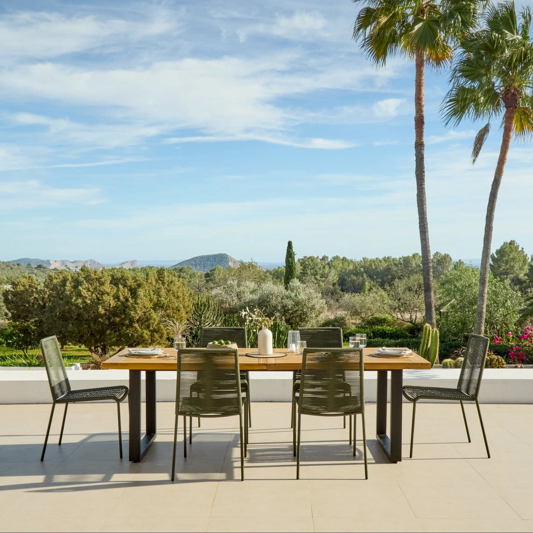 Hali 6 Seater Wooden Garden Dining Set with Ryder Khaki Chairs - 175cm - Image 4